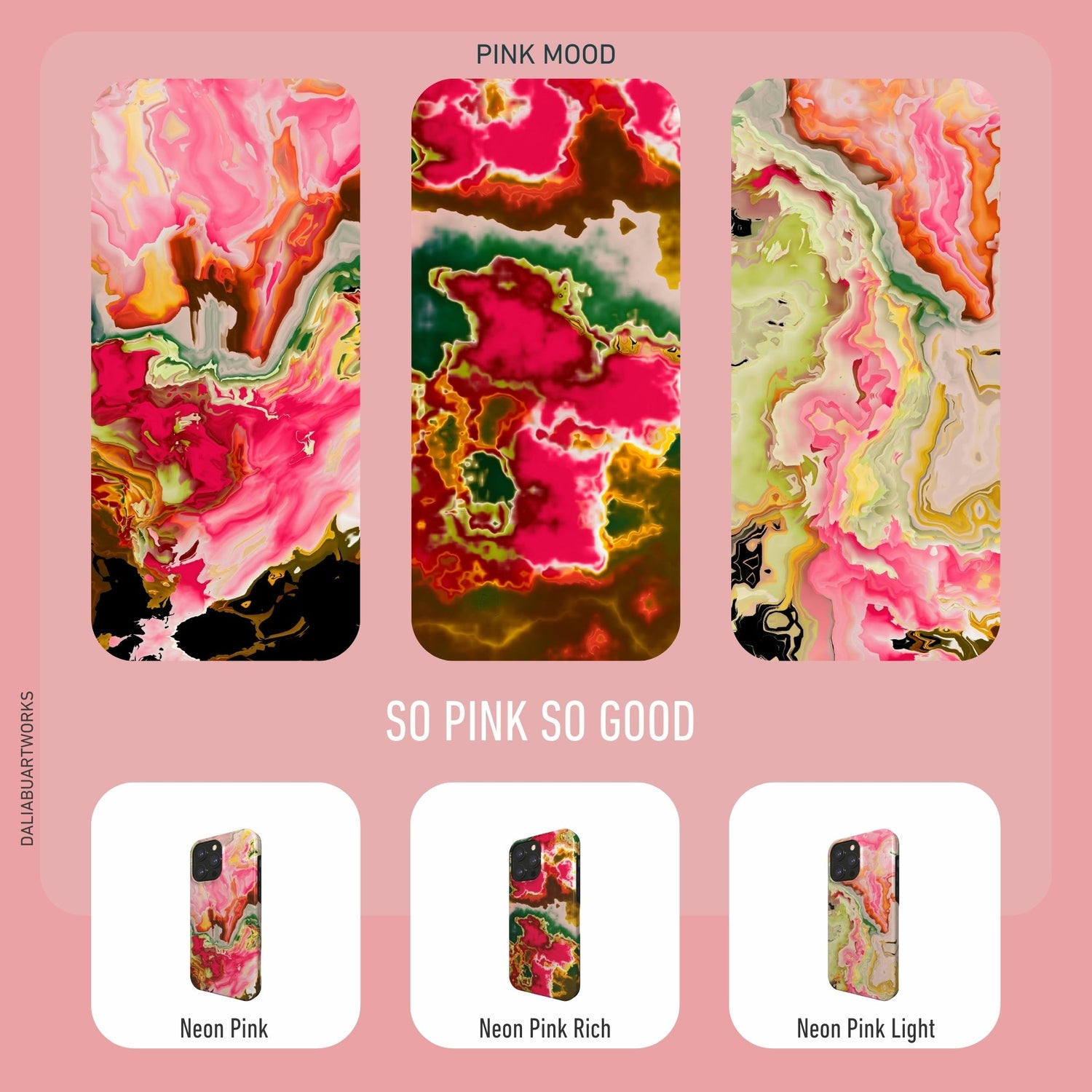 Neon Pink collection for phone cases.