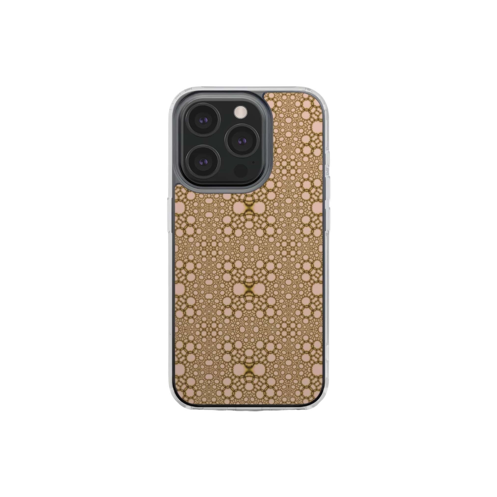 Clear Case front view; sweet bubbles pattern, ornamental pattern; kaleidoscope pattern imagination. Bold expressive aesthetic design. Colorful and interior fit. Elegant.