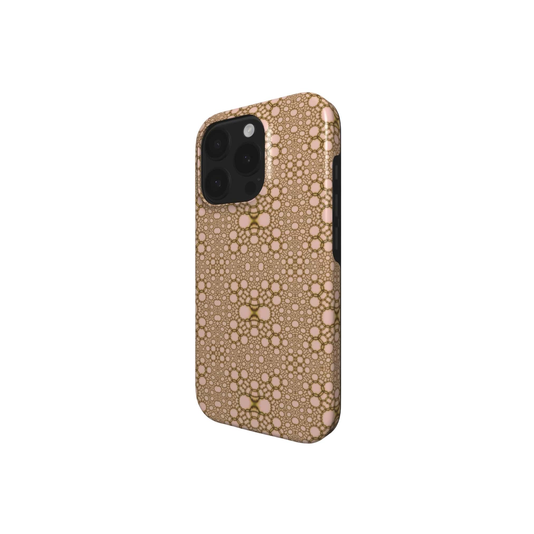 Tough Magsafe phone case side view; sweet bubbles pattern, ornamental pattern; kaleidoscope pattern imagination.