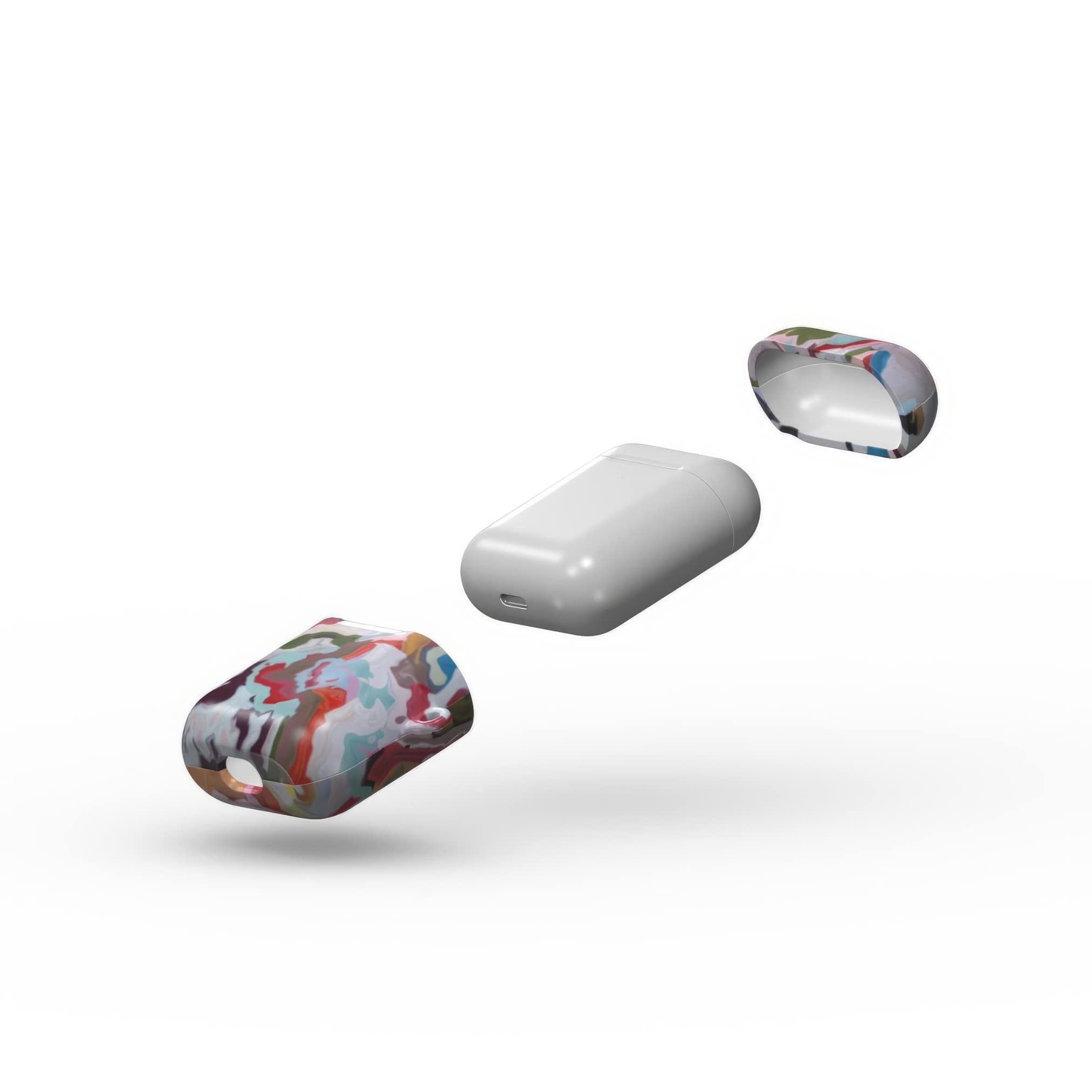 AirPods 1/2 case extend view; Bold Sprinkles 1 pattern, artistic, abstract marble pattern. Mix color combination.
