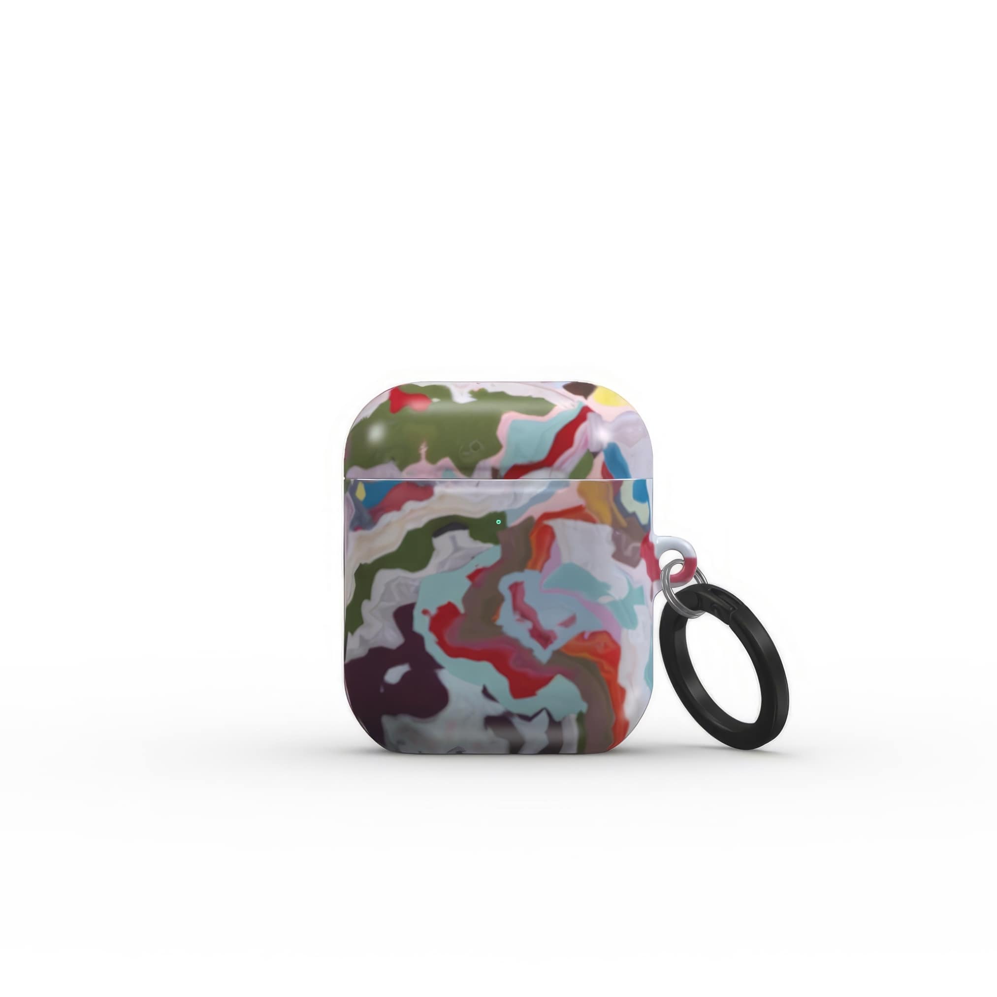 AirPods 1/2 case front view; Bold Sprinkles 1 pattern, artistic, abstract marble pattern. Mix color combination. Bold expressive aesthetic design. Colorful and interior fit. Elegant.