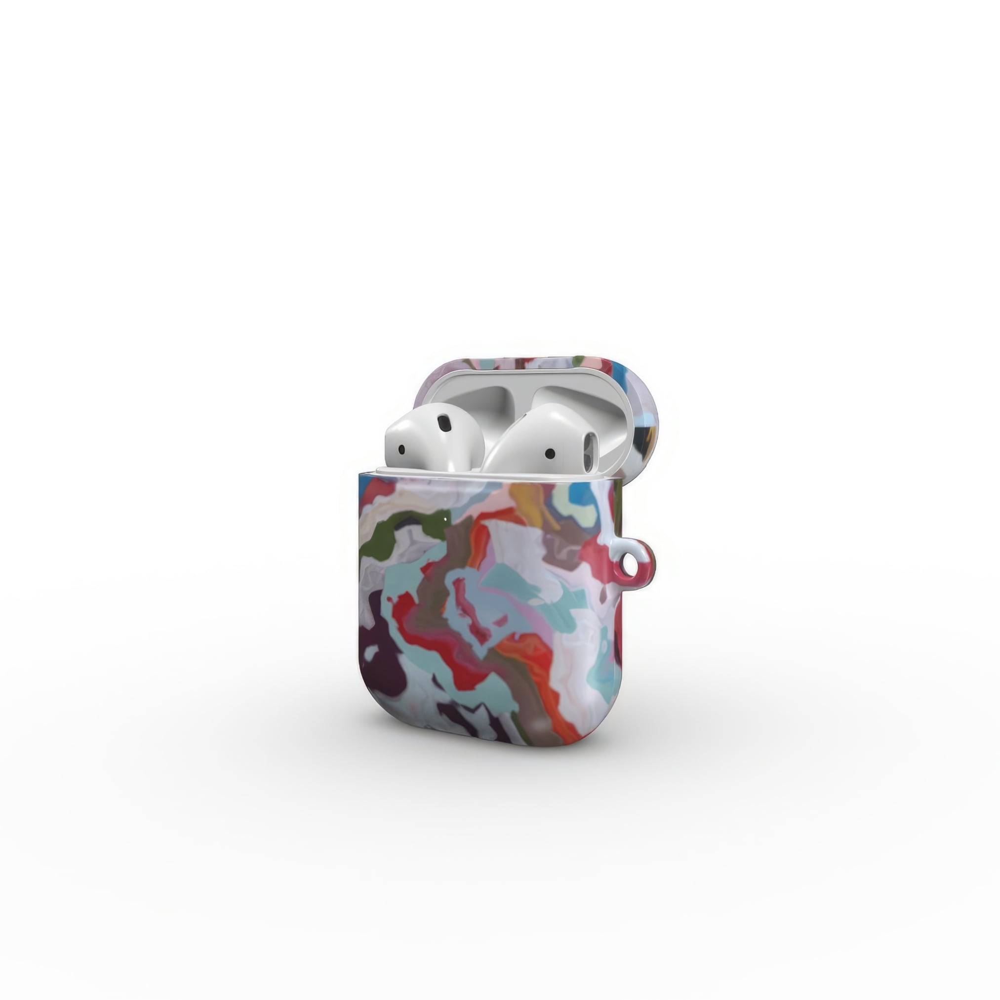 AirPods 1/2 case side open view; Bold Sprinkles 1 pattern, artistic, abstract marble pattern. Mix color combination.