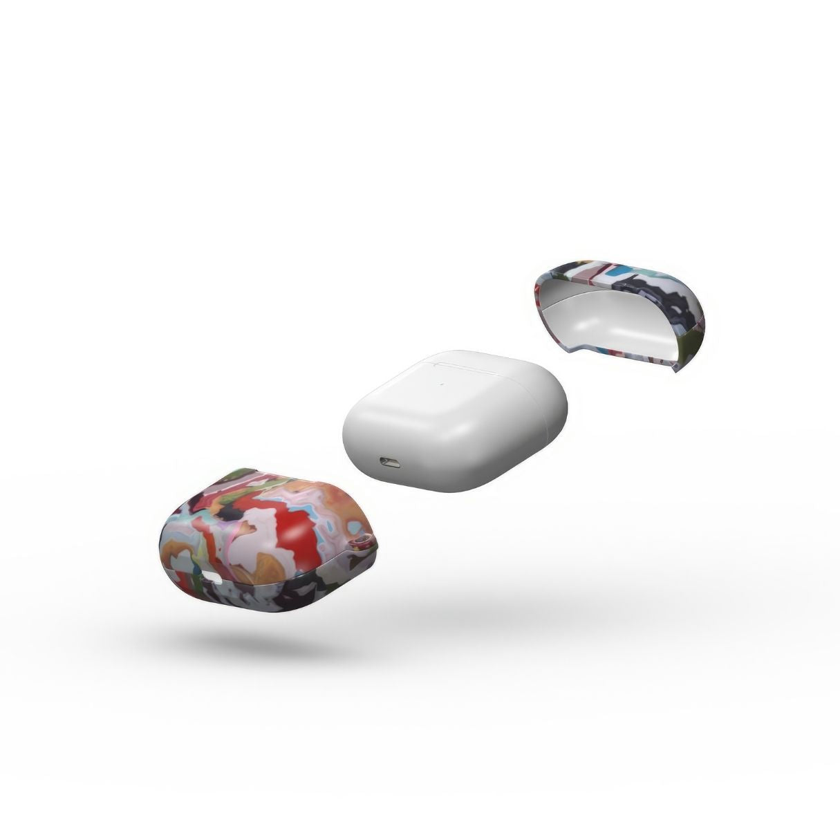 AirPods 3 case extend view; Bold Sprinkles pattern, artistic, abstract marble pattern. Mix color combination. Bold expressive aesthetic design. Colorful and interior fit. Elegant.