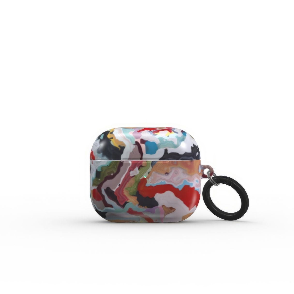 AirPods 3 case front view; Bold Sprinkles pattern, artistic, abstract marble pattern. Mix color combination. Bold expressive aesthetic design. Colorful and interior fit. Elegant.