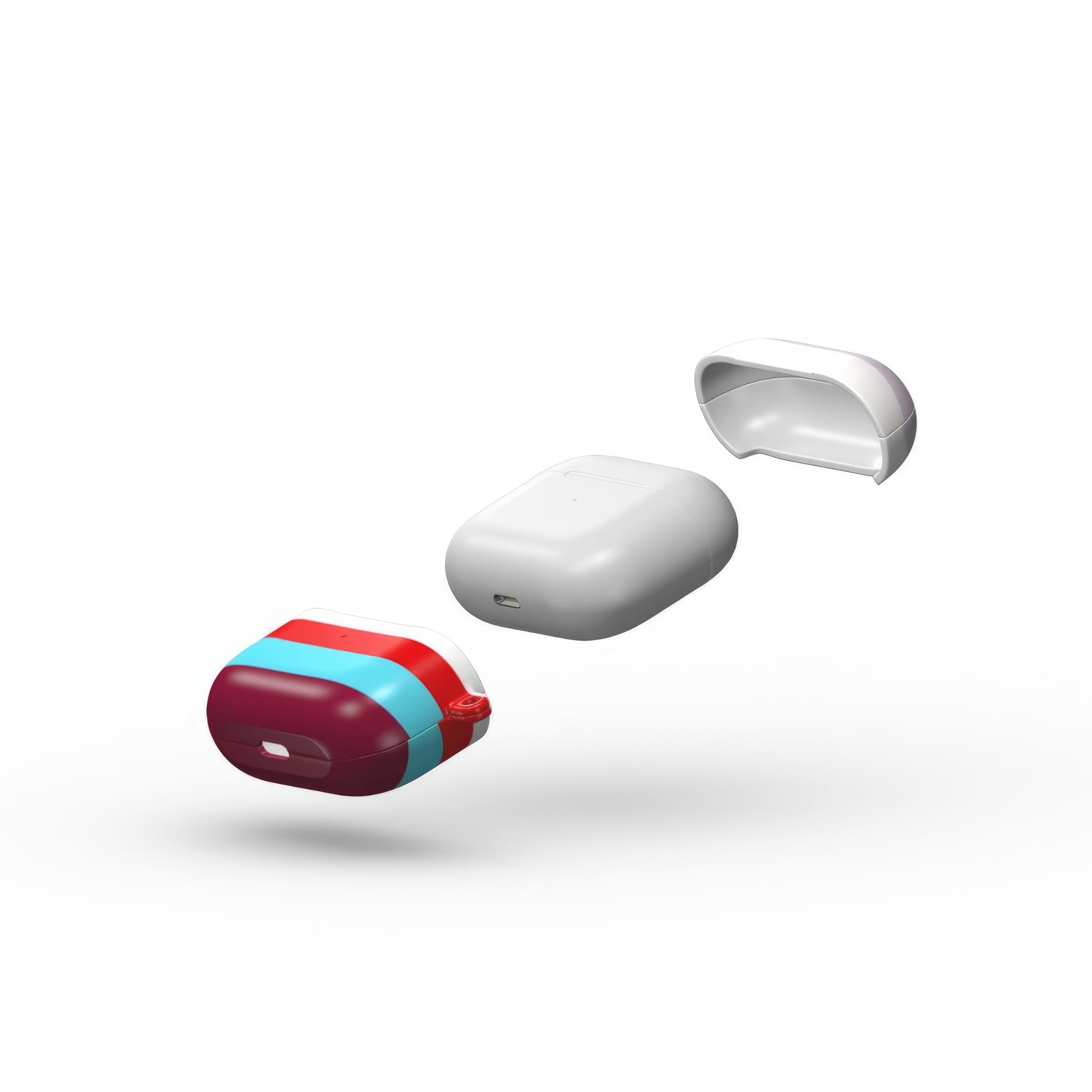 AirPods 3 tough case Color Blocks 2 pattern design with a color blocks, featuring an elegant and expressive aesthetic design. Main colors are lilac, red, passion pink and fuchsia. Extend view.