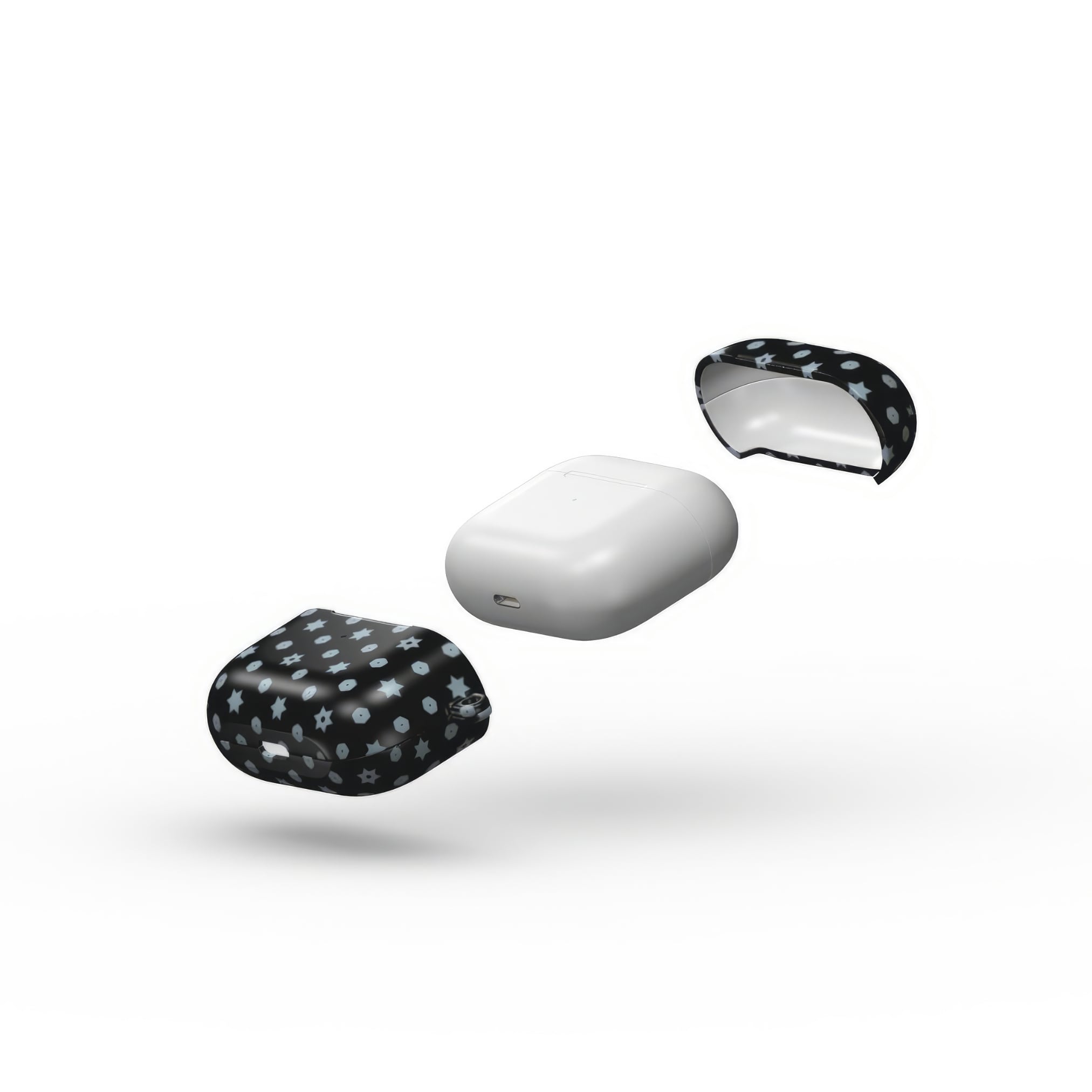 AirPods 3 case extend view; midnight stars 1 pattern, ornamental pattern; kaleidoscope pattern imagination.