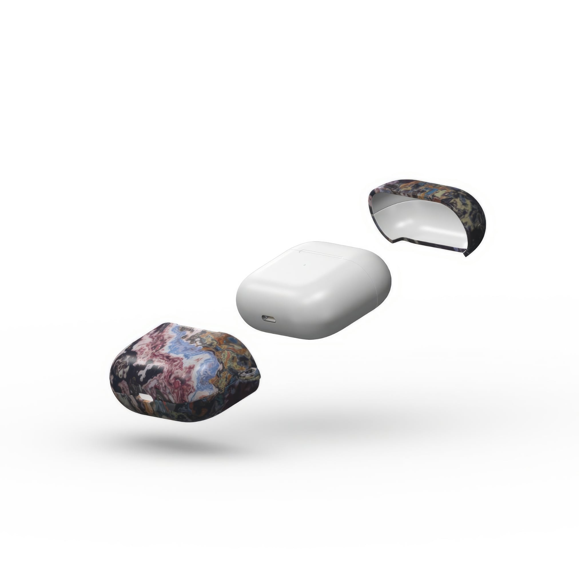 AirPods 3 tough case extend view; Molten Berries 2 pattern, artistic, abstract marble pattern. Deep. purple color.