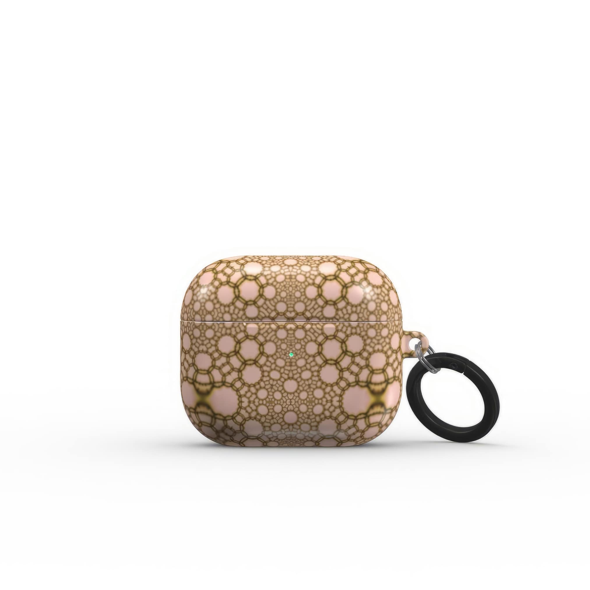 AirPods 3 case front view; sweet bubbles pattern, ornamental pattern; kaleidoscope pattern imagination. Bold expressive aesthetic design. Colorful and interior fit. Elegant.