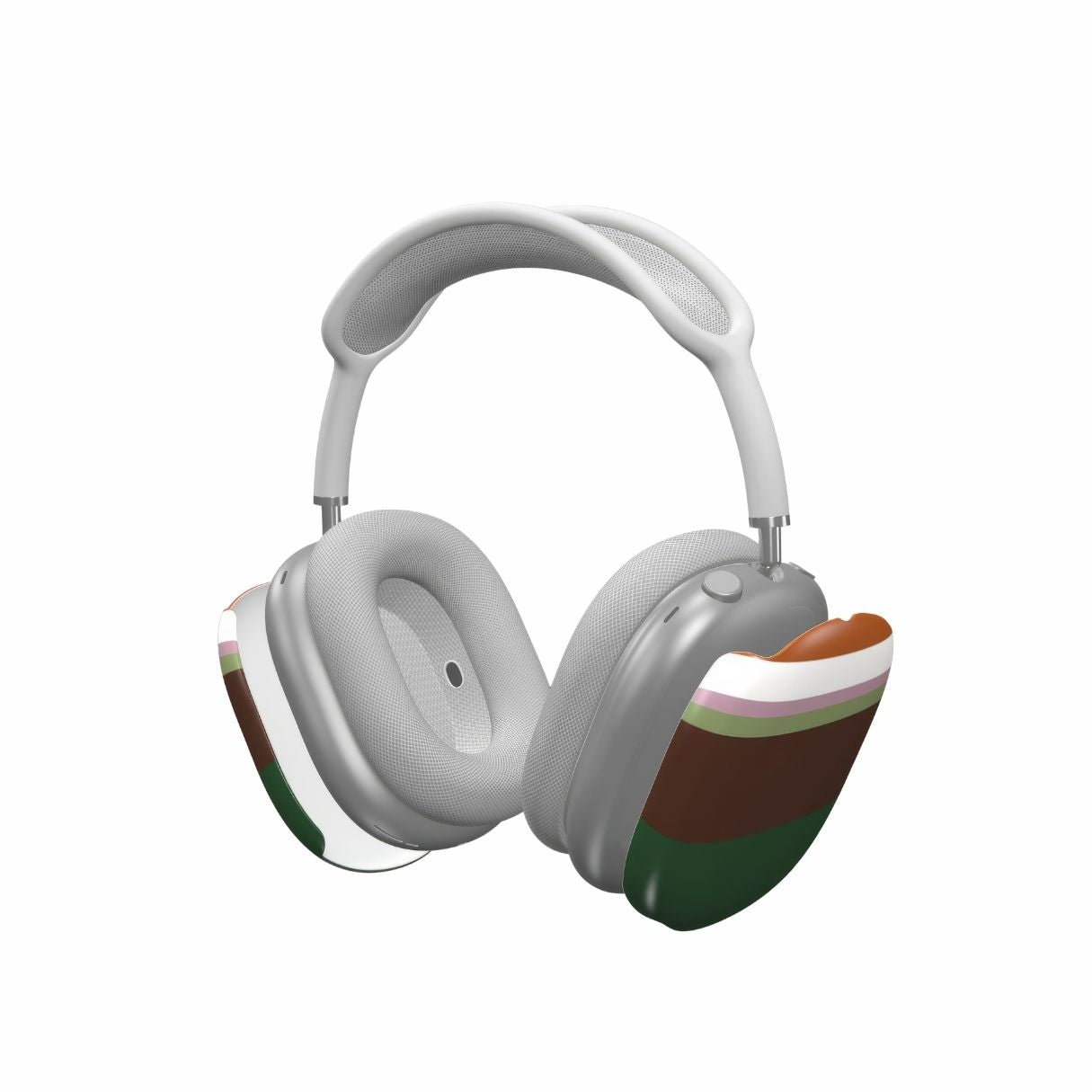 AirPods Max case Color Blocks Forest pattern design with a color blocks, featuring an elegant and expressive aesthetic design. Main colors are caramel, chocolate brown, rich green. Extend view.