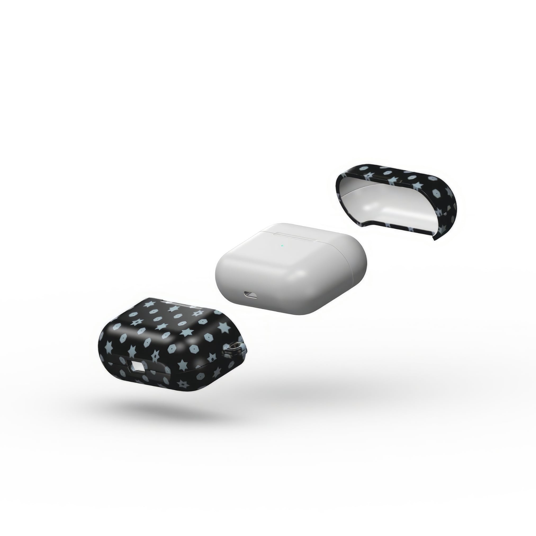 AirPods Pro case extend view; midnight stars 1 pattern, ornamental pattern; kaleidoscope pattern imagination.
