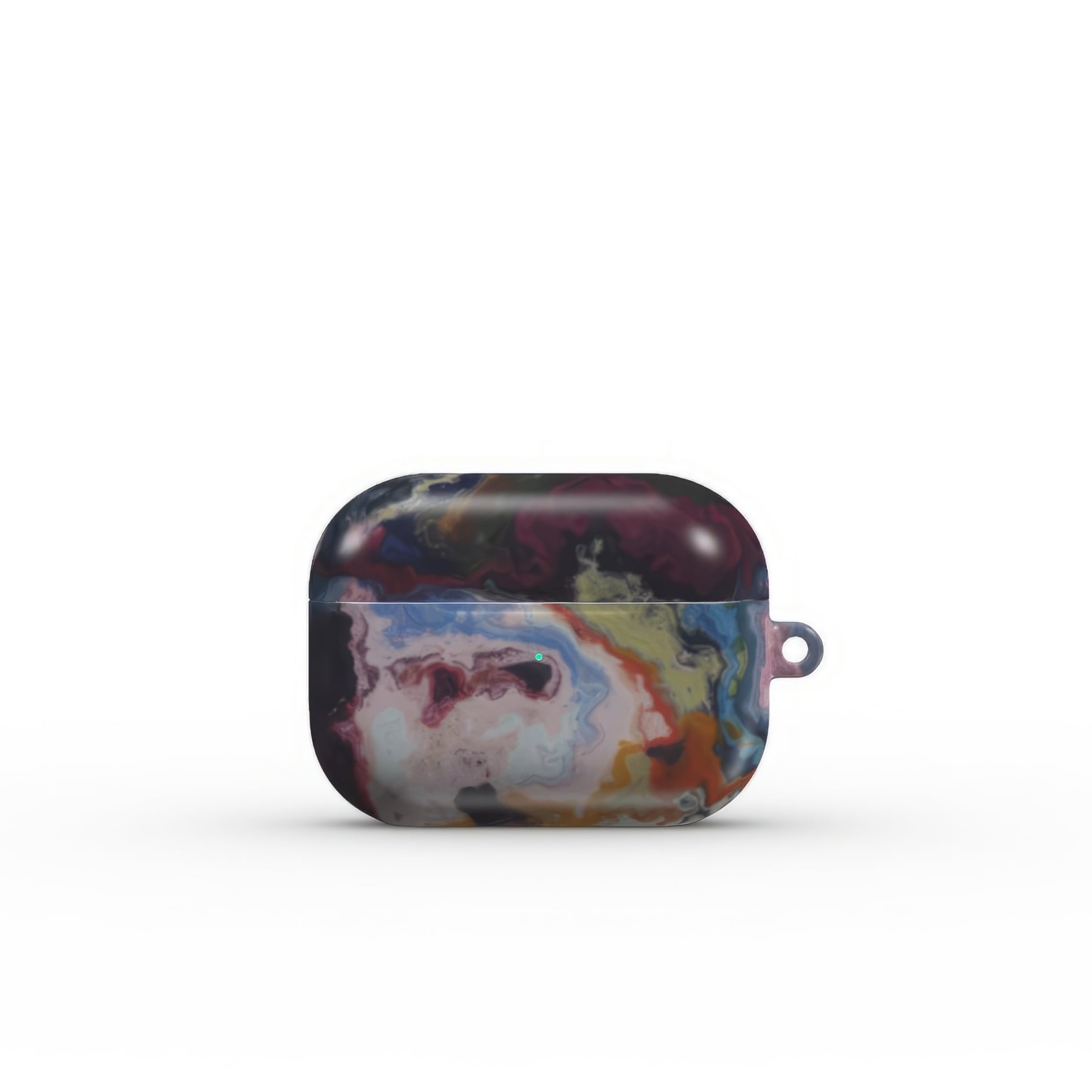AirPods Pro tough case front view; Molten Berries 1 pattern, artistic, abstract marble pattern. Deep. purple color. Bold expressive aesthetic design. Colorful and interior fit. Elegant.
