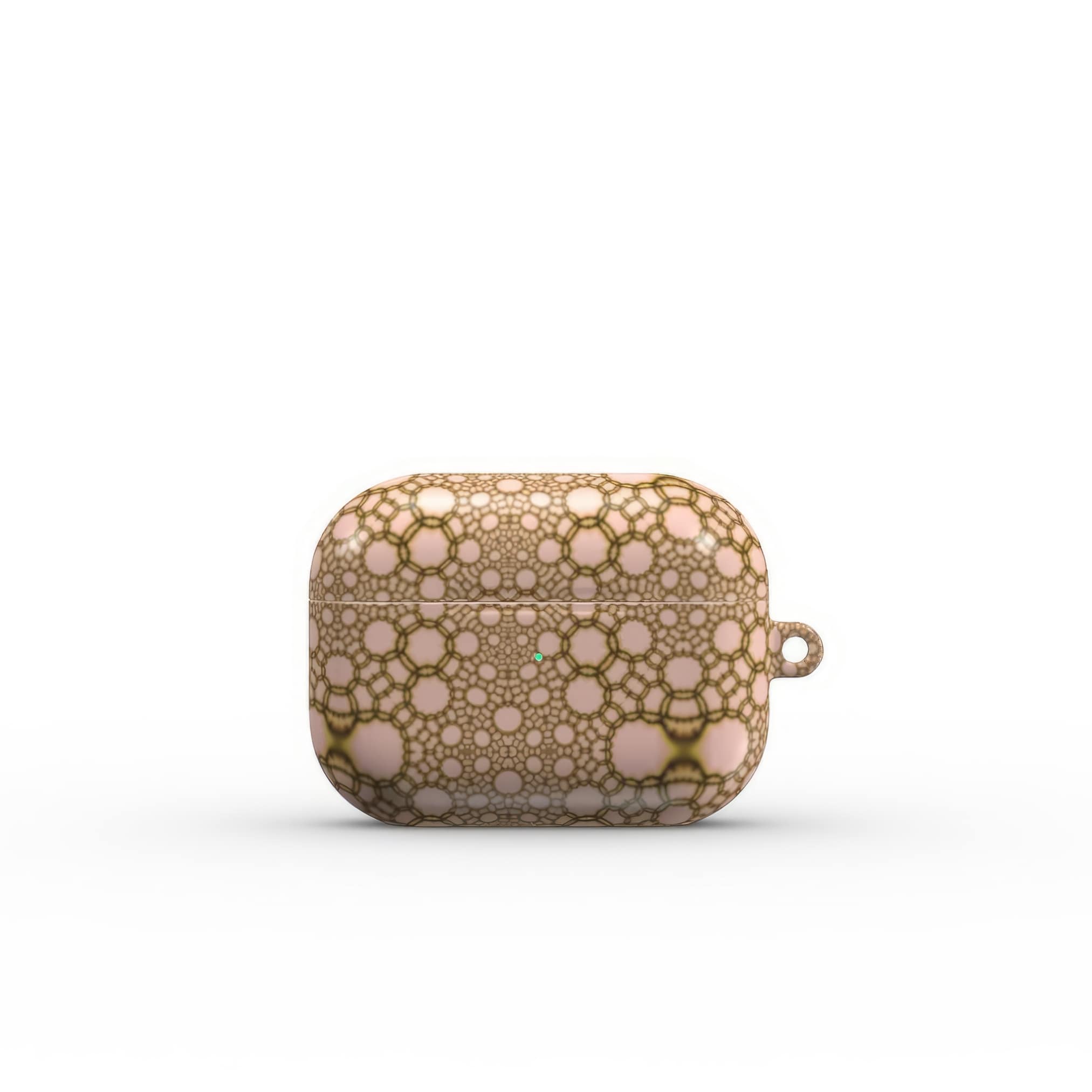 AirPods Pro case front view; sweet bubbles pattern, ornamental pattern; kaleidoscope pattern imagination. Bold expressive aesthetic design. Colorful and interior fit. Elegant.