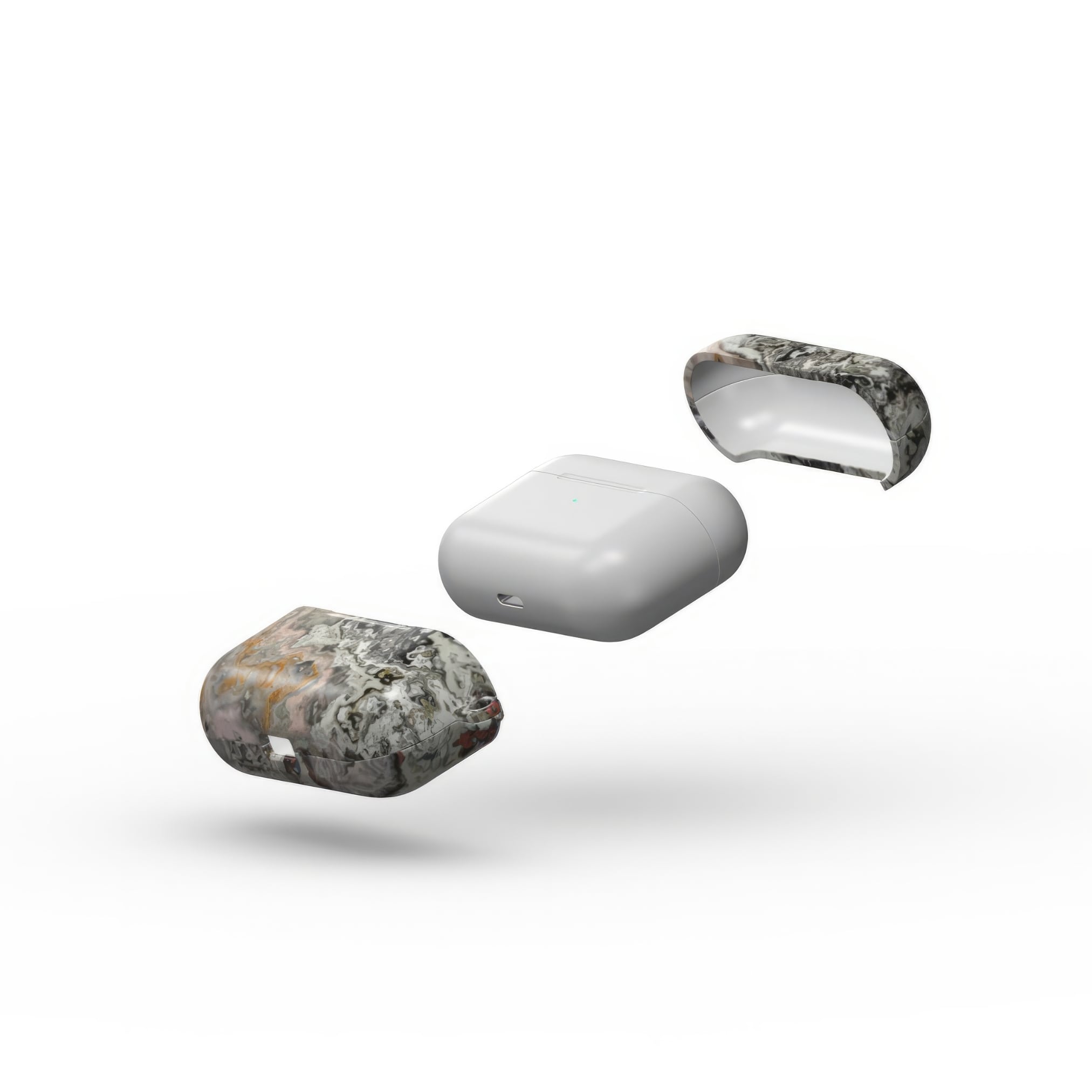 AirPods Pro case extend view; full moon 1 pattern, marble pattern; moon surface imagination.