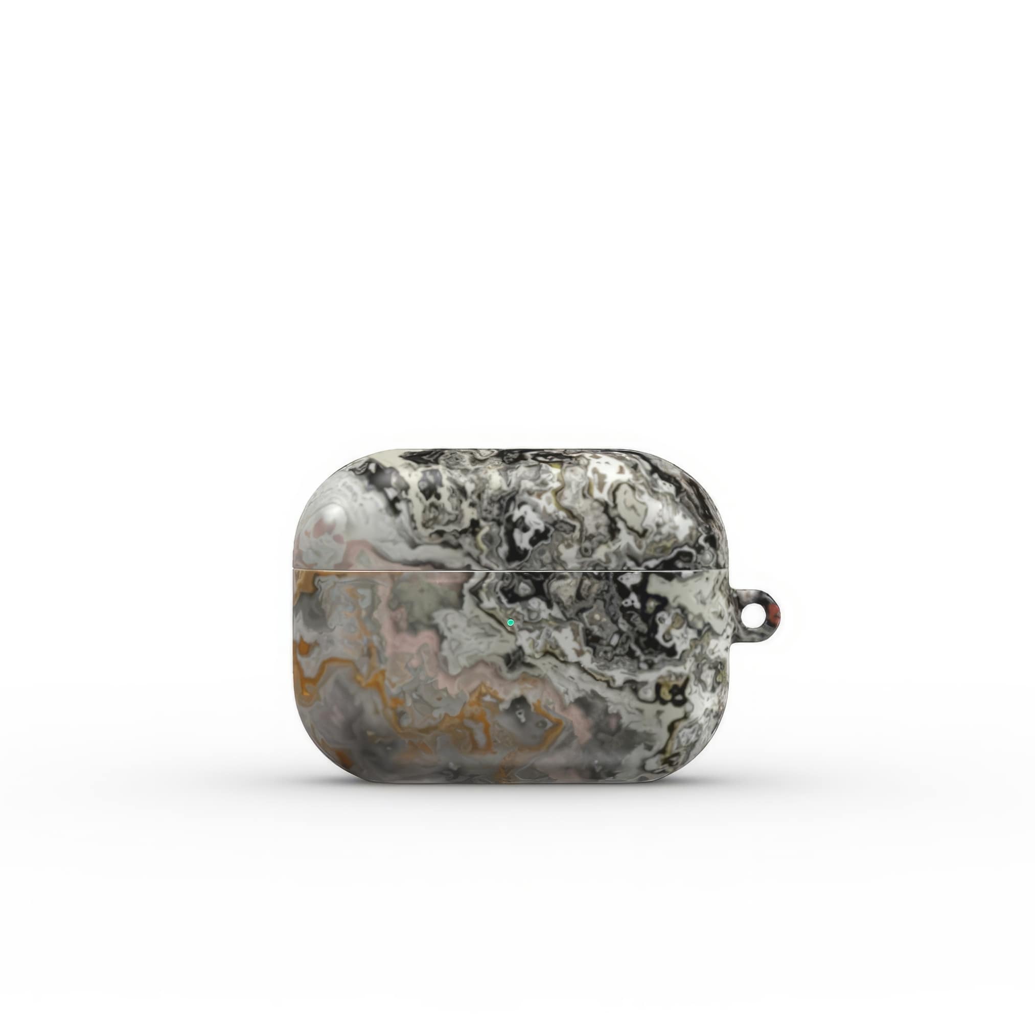 AirPods Pro case front view; full moon 1 pattern, marble pattern; moon surface imagination. Bold expressive aesthetic design. Colorful and interior fit. Elegant.