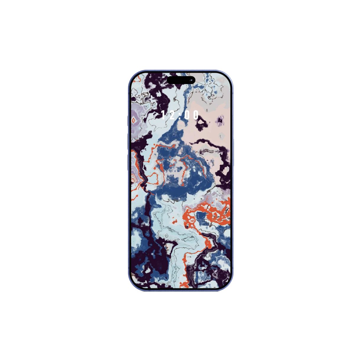 Phone with abstract blue pattern wallpaper on a white background. Instant download. Instant download.