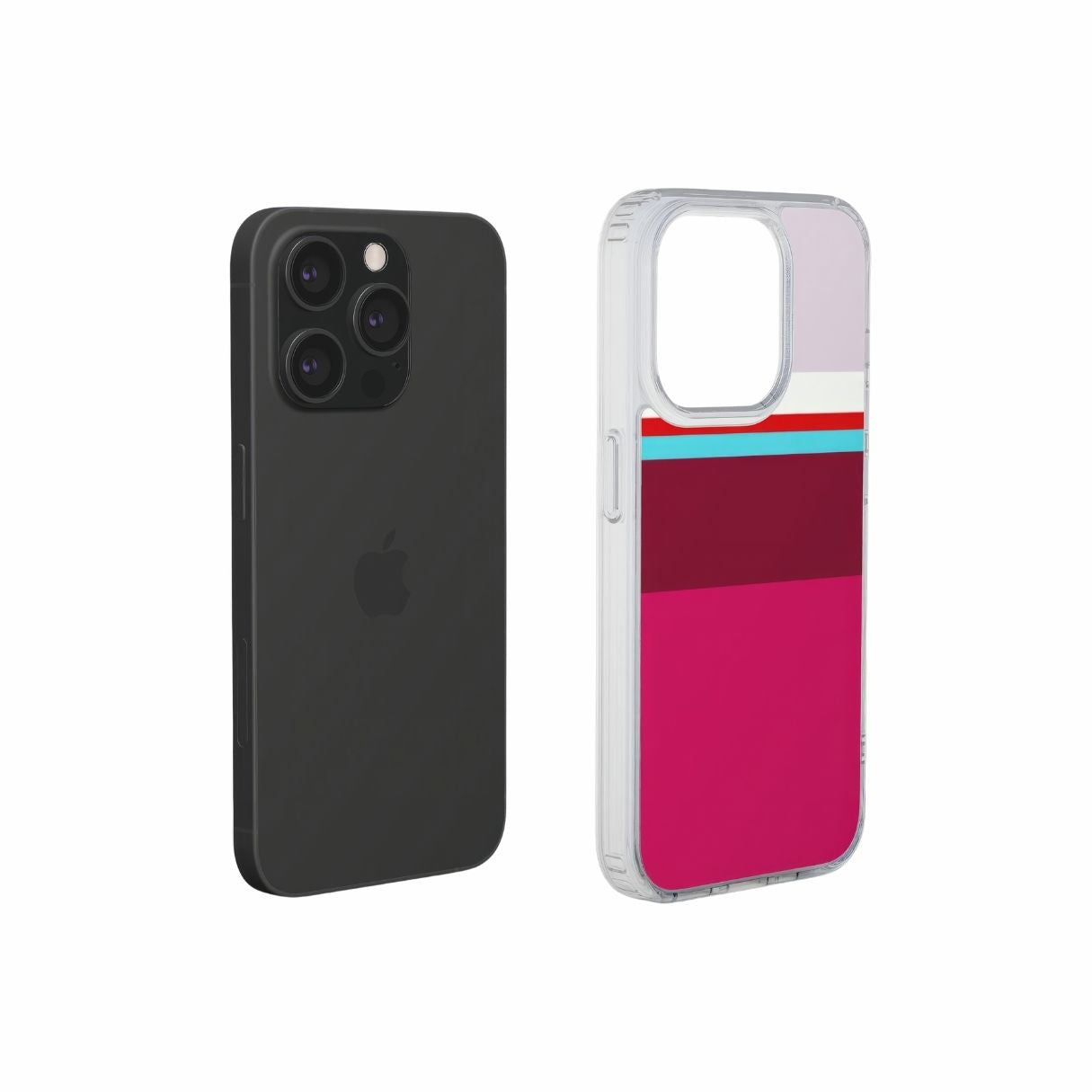 Clear phone case Color Blocks Fuchsia pattern design with a color blocks, featuring an elegant and expressive aesthetic design. Main colors are lilac, red, passion pink and fuchsia. Extend view.