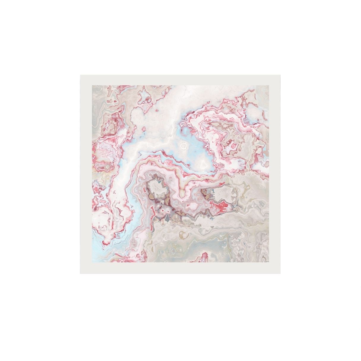 Marble-patterned paper with pink and blue swirls on a white background.