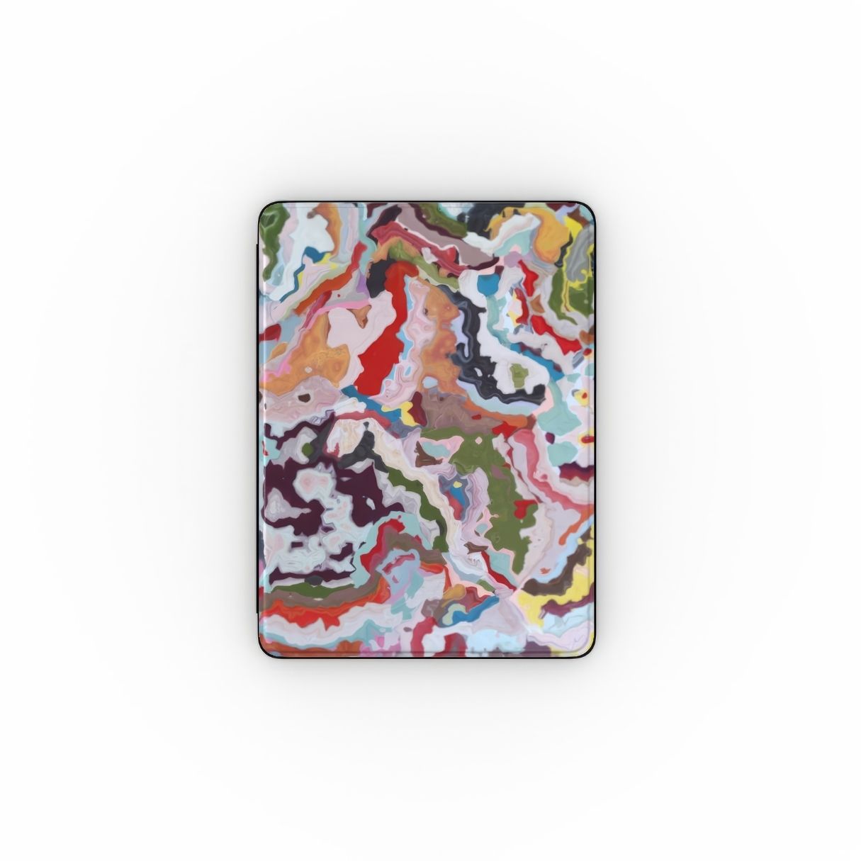 Bold Sprinkles pattern and iPad case front view. Bold expressive aesthetic design. Colorful and interior fit.