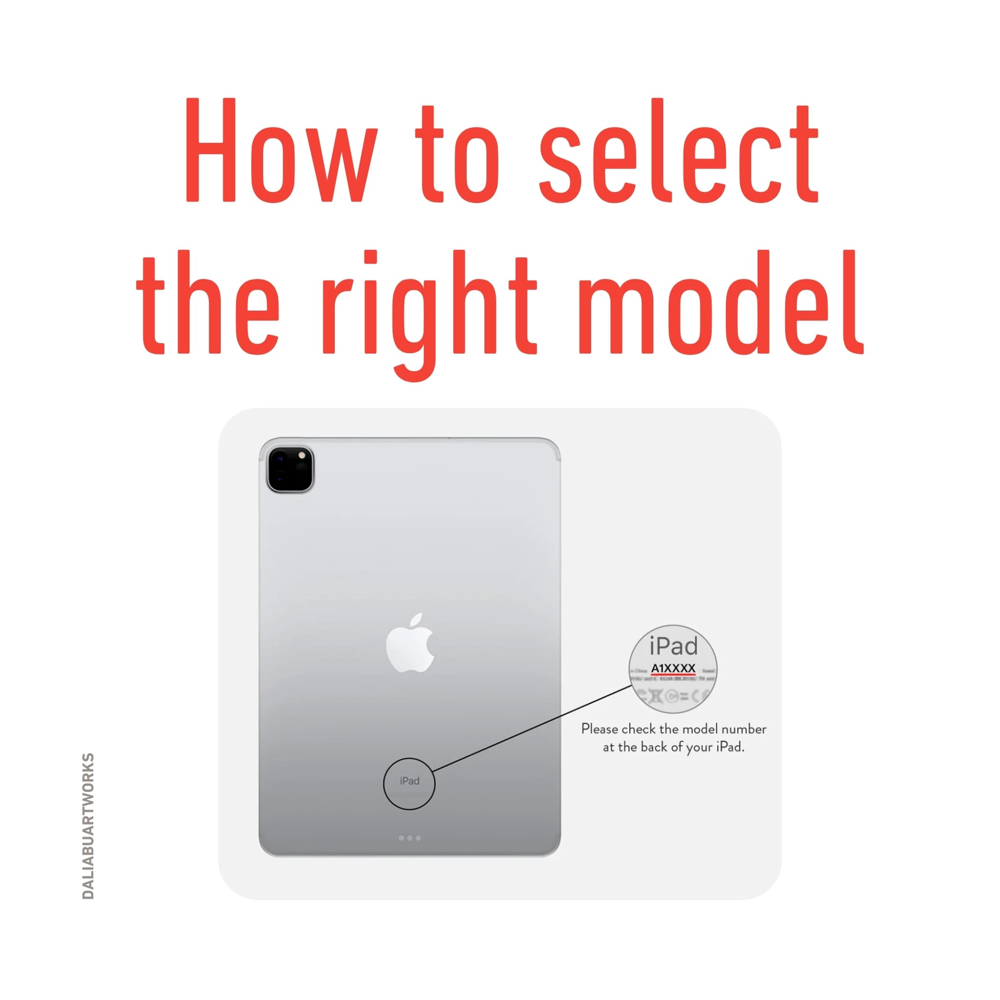 Details how to select correct tablet case according to your ipad model type.