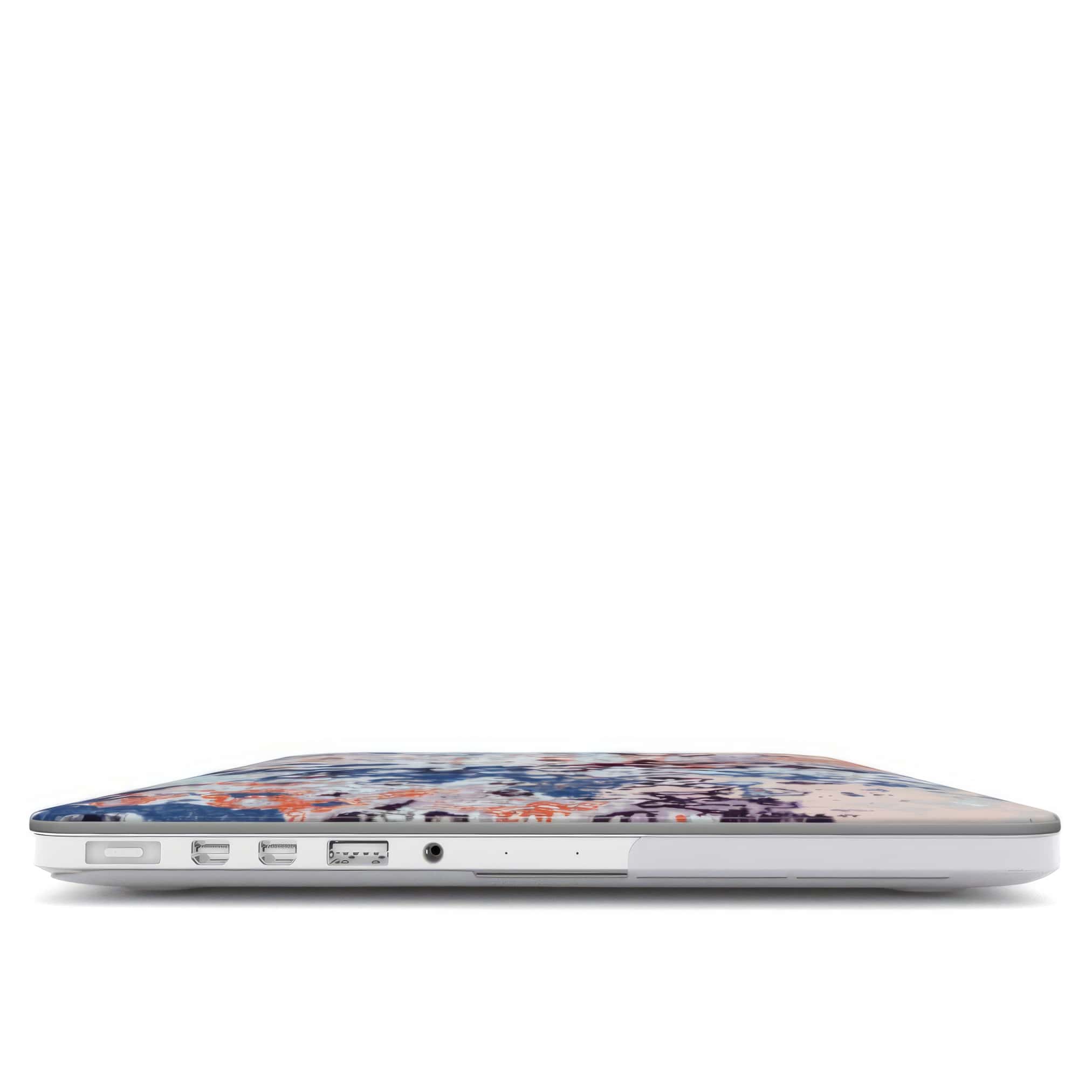 MacBook case closed view; Blue Marble 2 pattern, artistic, abstract marble pattern. Blue and pink color combination.