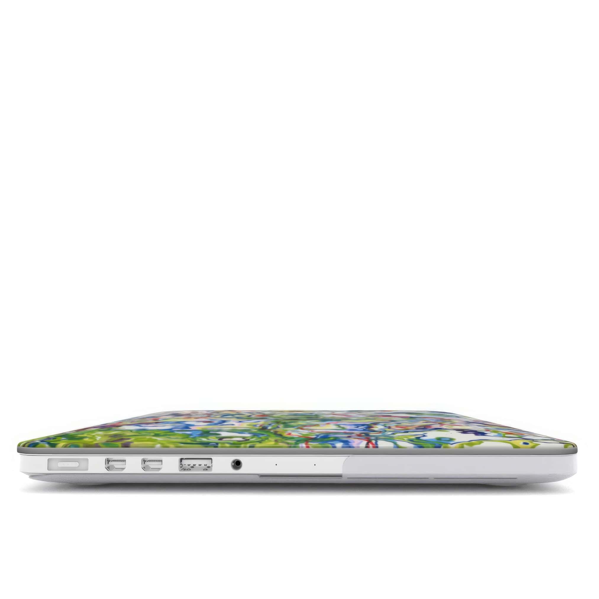 MacBook case front closed view; Inside My Brain 1 pattern, artistic, abstract marble pattern. Mix color combination.