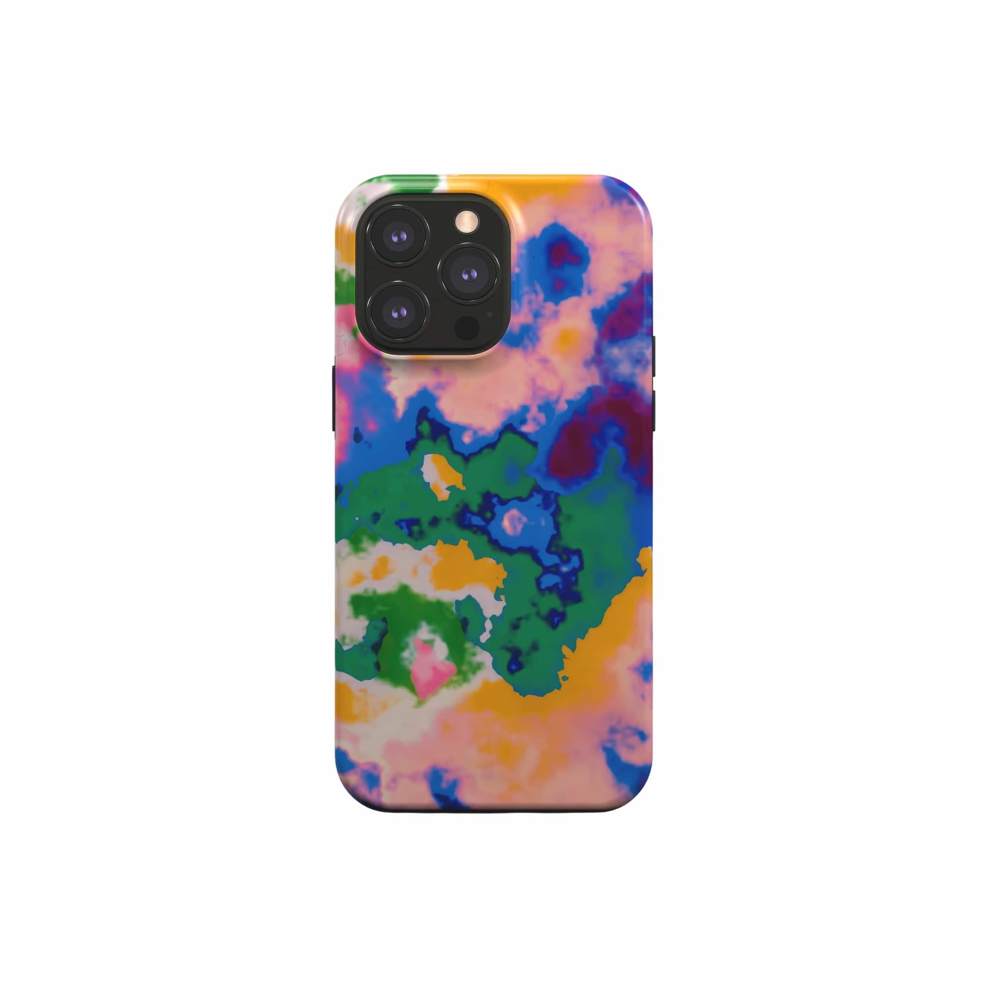 Tough MagSafe phone case front view; Brazil pattern, artistic, abstract marble pattern. Green and beige color combination. Bold expressive aesthetic design. Colorful and interior fit. Elegant.