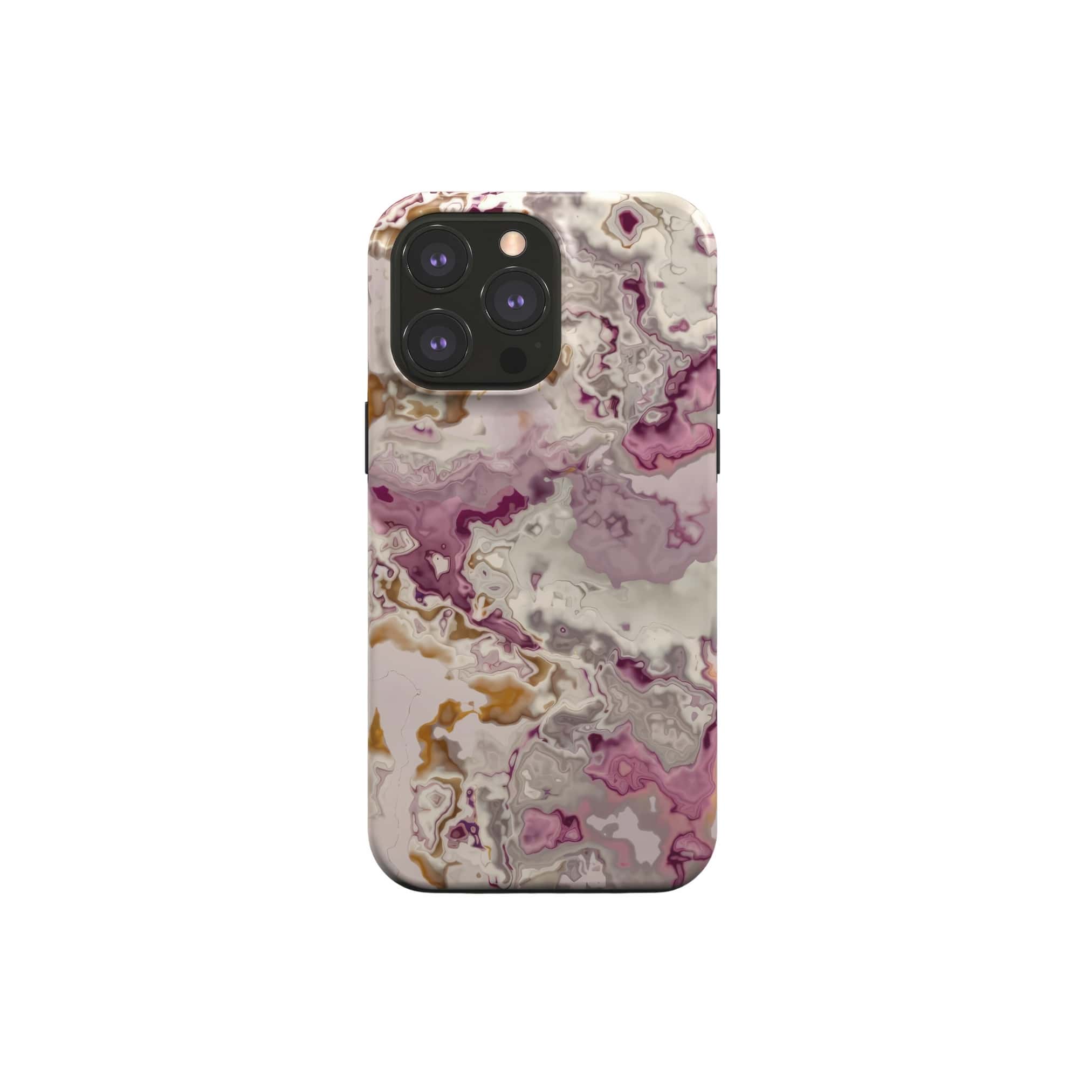 Tough magsafe phone case front view; Marshmallow 1 pattern, artistic, abstract marble pattern. Pink and beige color combination. Bold expressive aesthetic design. Colorful and interior fit. Elegant.