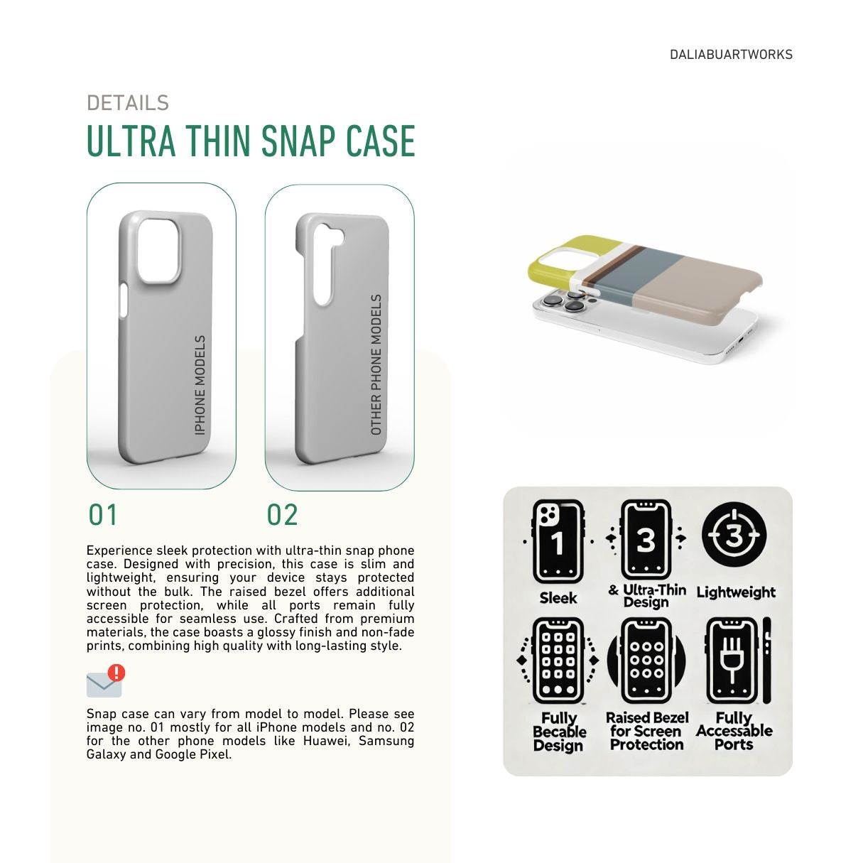 Ultra thin snap phone case Color Blocks Grey pattern design with a color blocks, featuring an elegant and expressive aesthetic design. Main colors are caramel, chocolate brown, yellow and gray. Benefits about snug fit phone cover.