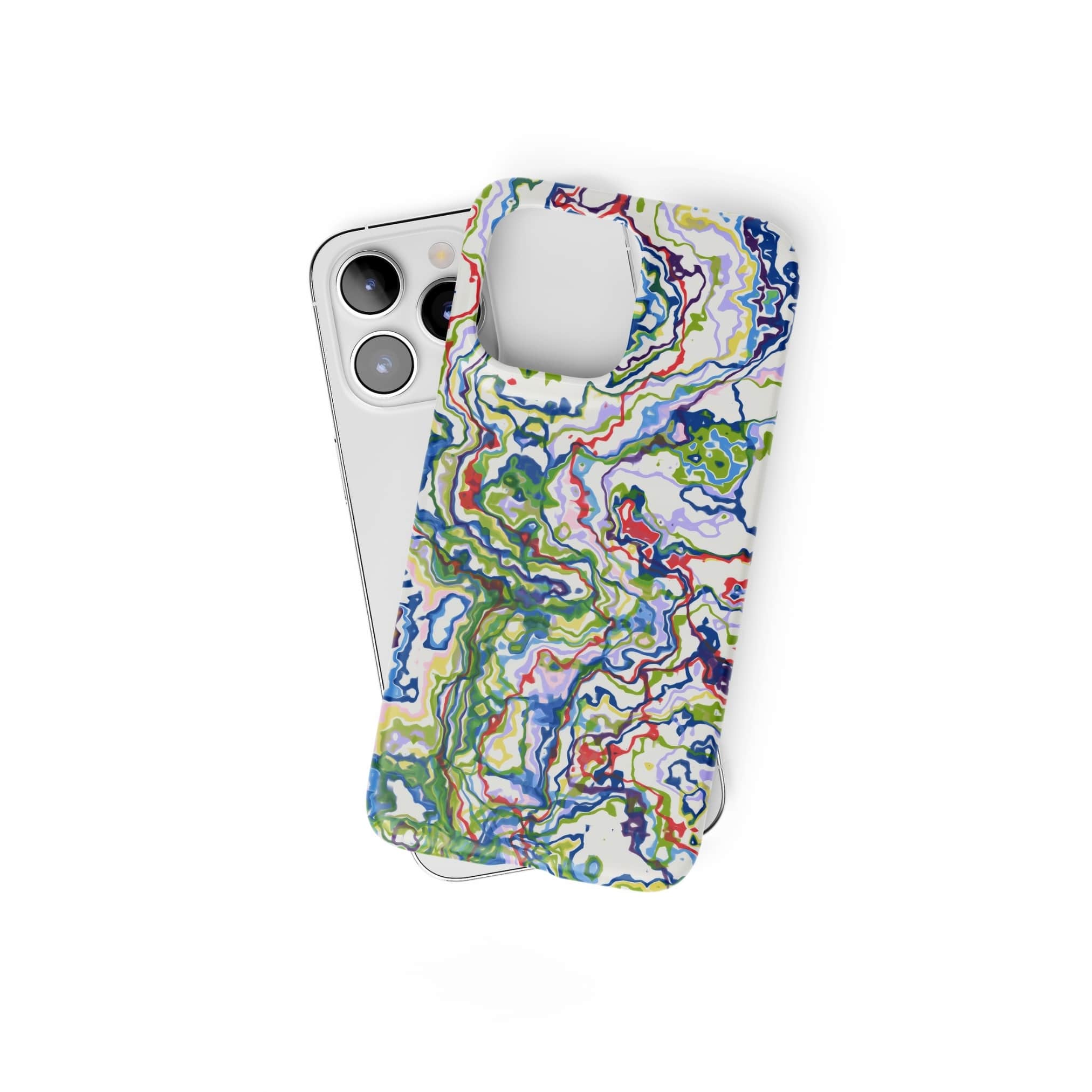 Ultra thin snap phone case front view; Inside My Brain 1 pattern, artistic, abstract marble pattern. Mix color combination. Bold expressive aesthetic design. Colorful and interior fit. Elegant.