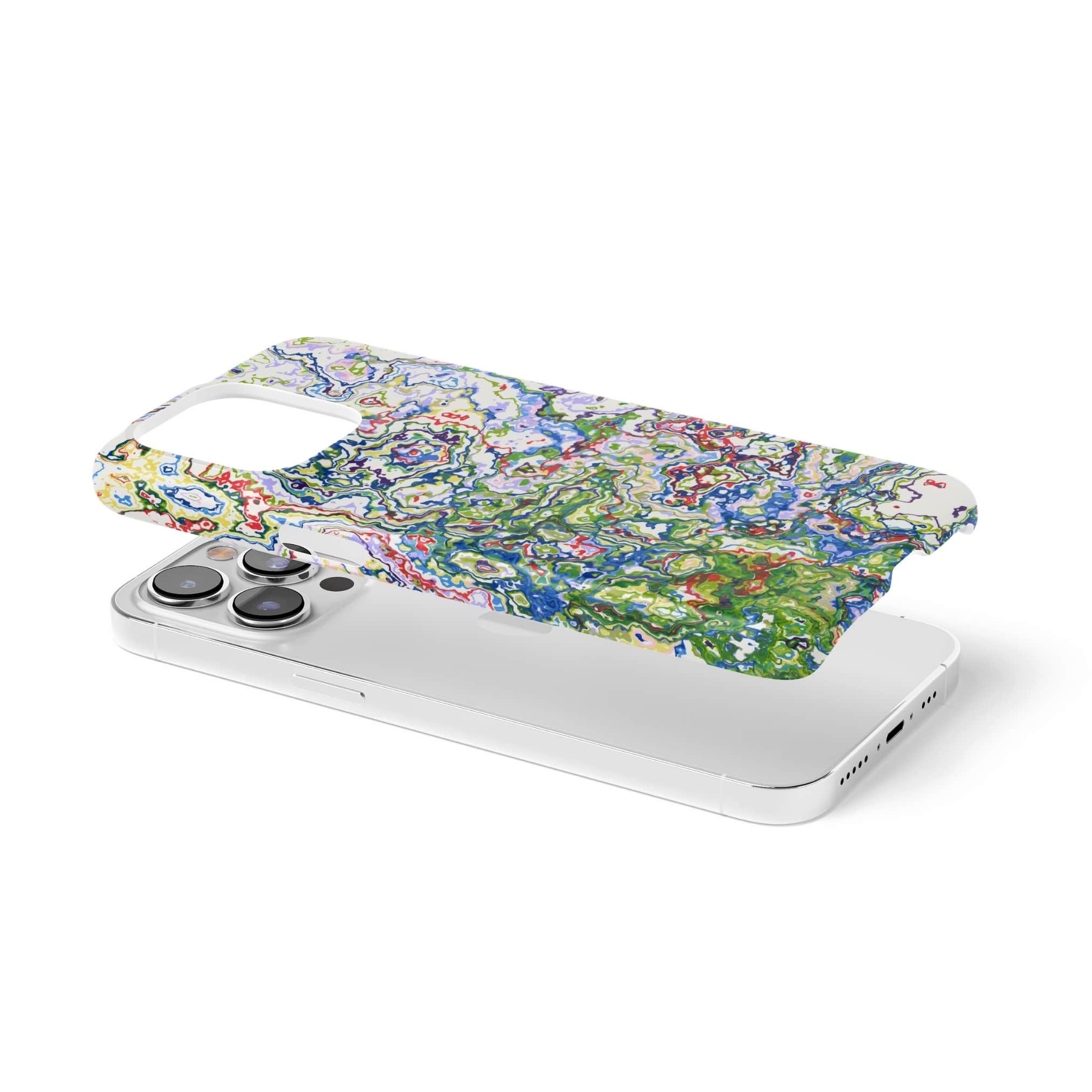 Ultra thin snap case extend view; Inside My Brain 2 pattern, artistic, abstract marble pattern. Blue, green and red color combination.