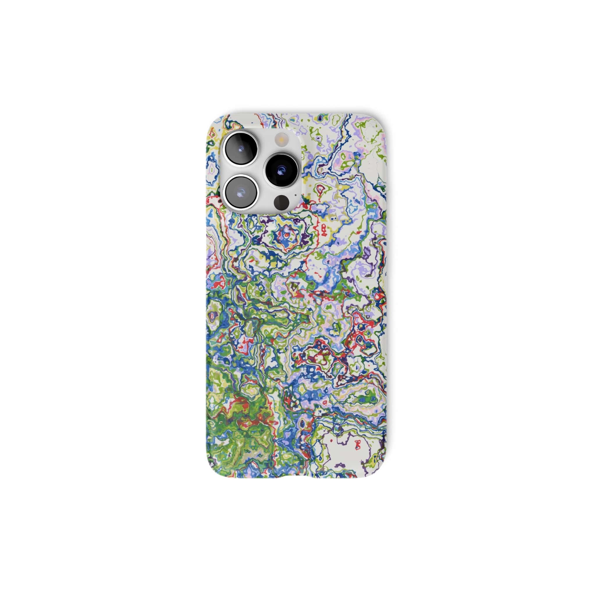 Ultra thin snap case front view; Inside My Brain 2 pattern, artistic, abstract marble pattern. Blue, green and red color combination.