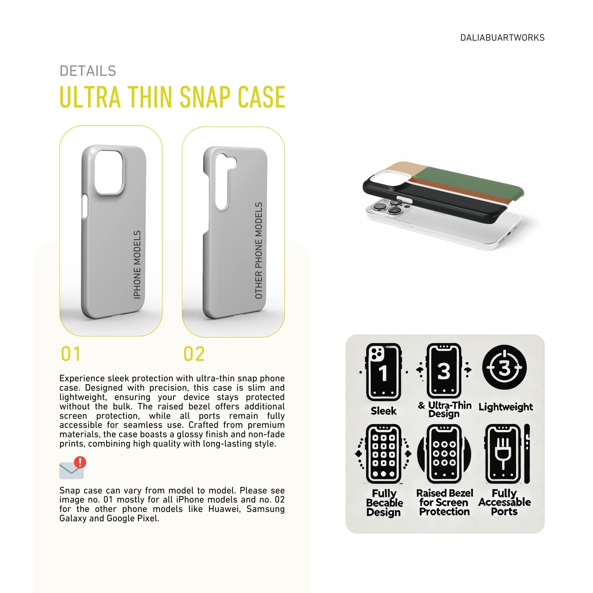 Ultra thin snap phone phone case Retro Stripes Khaki pattern design with a bold color blocks in vintage, mid century modern style, featuring an elegant and expressive aesthetic design. Main colors are khaki, dark green, brown and cappuccino. Snug fit phone cover features.