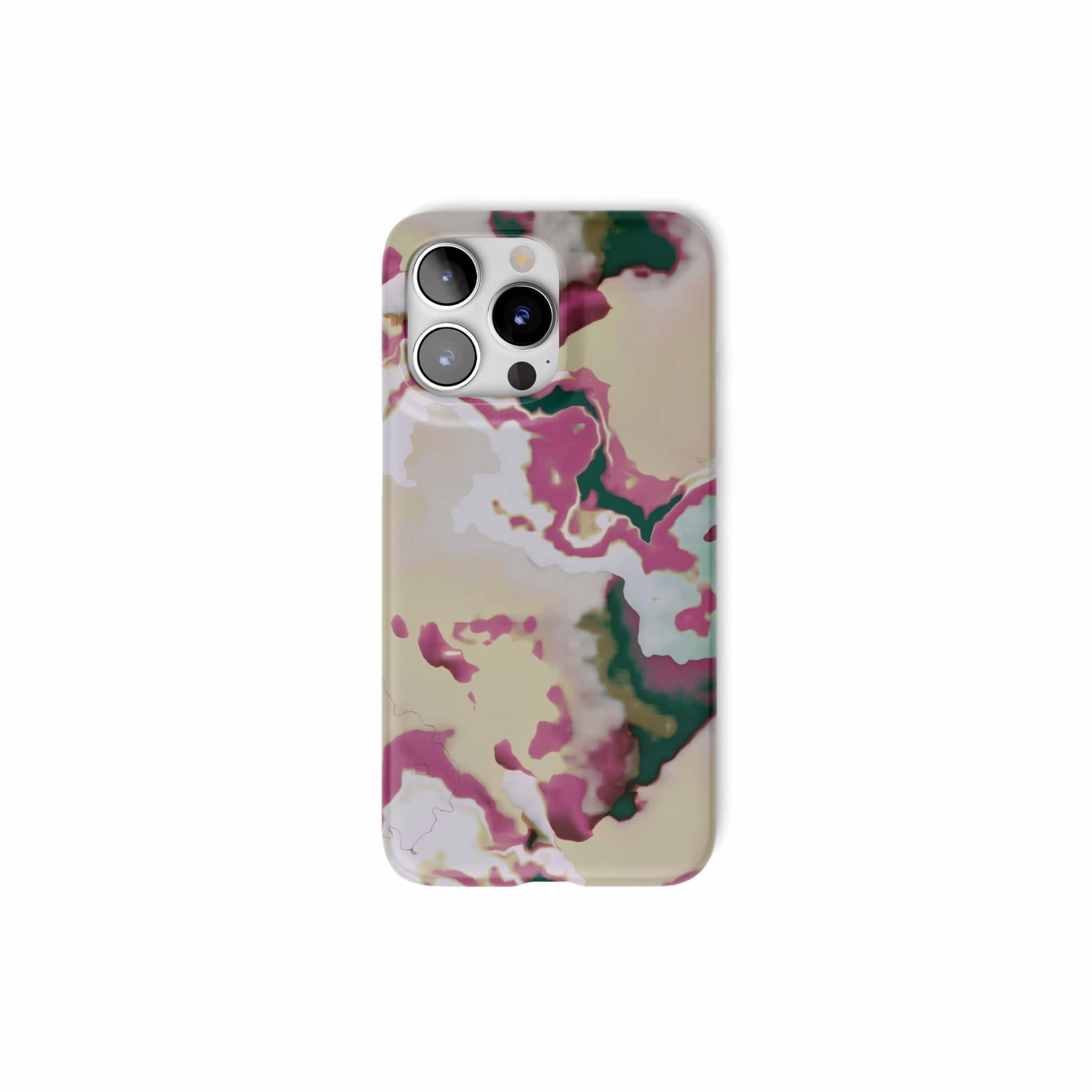 Ultra thin snap phone case front view; Sandscape dream 1 pattern, artistic, abstract marble pattern. Beige and purple color combination.