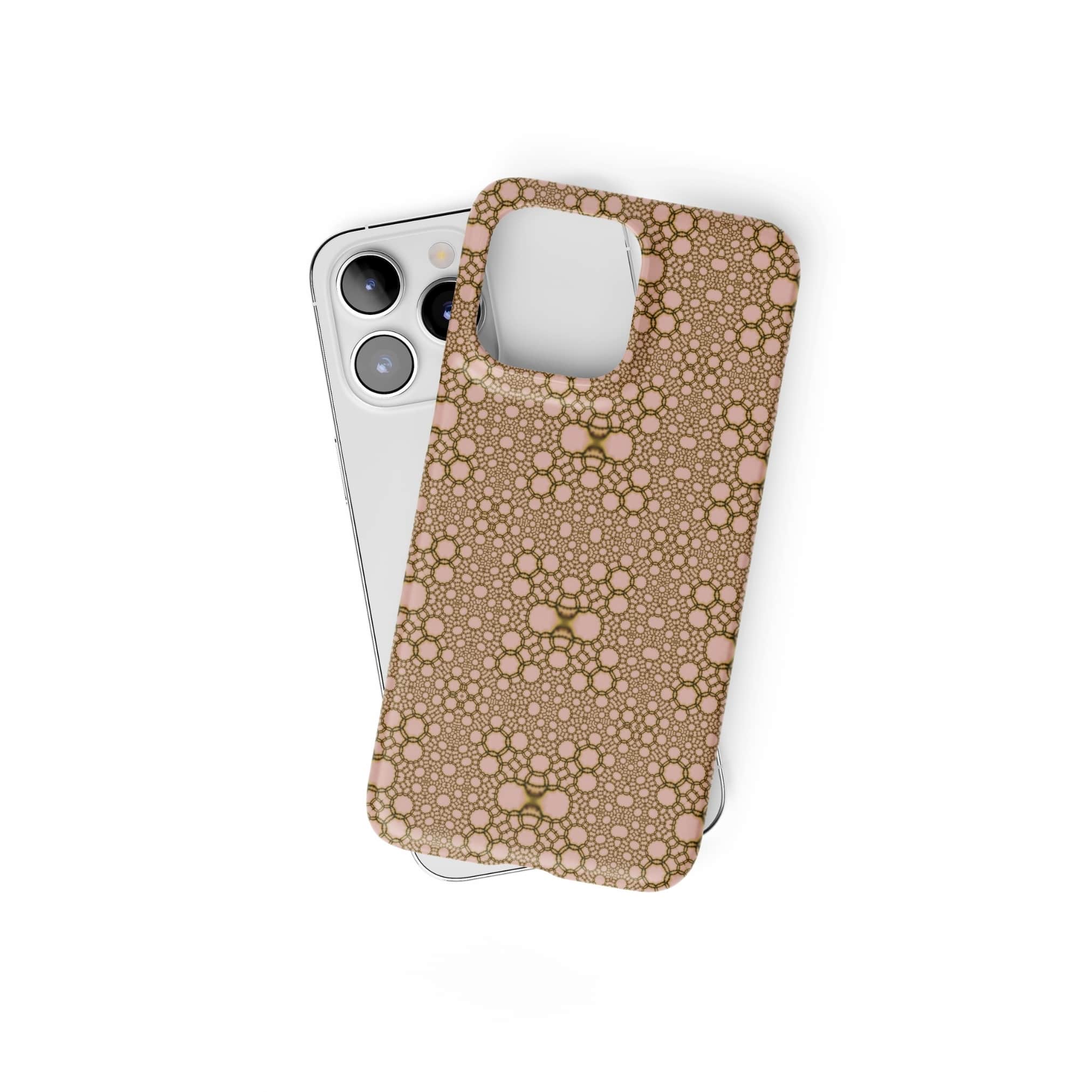 Snap Phone case front view; sweet bubbles pattern, ornamental pattern; kaleidoscope pattern imagination. Bold expressive aesthetic design. Colorful and interior fit. Elegant.