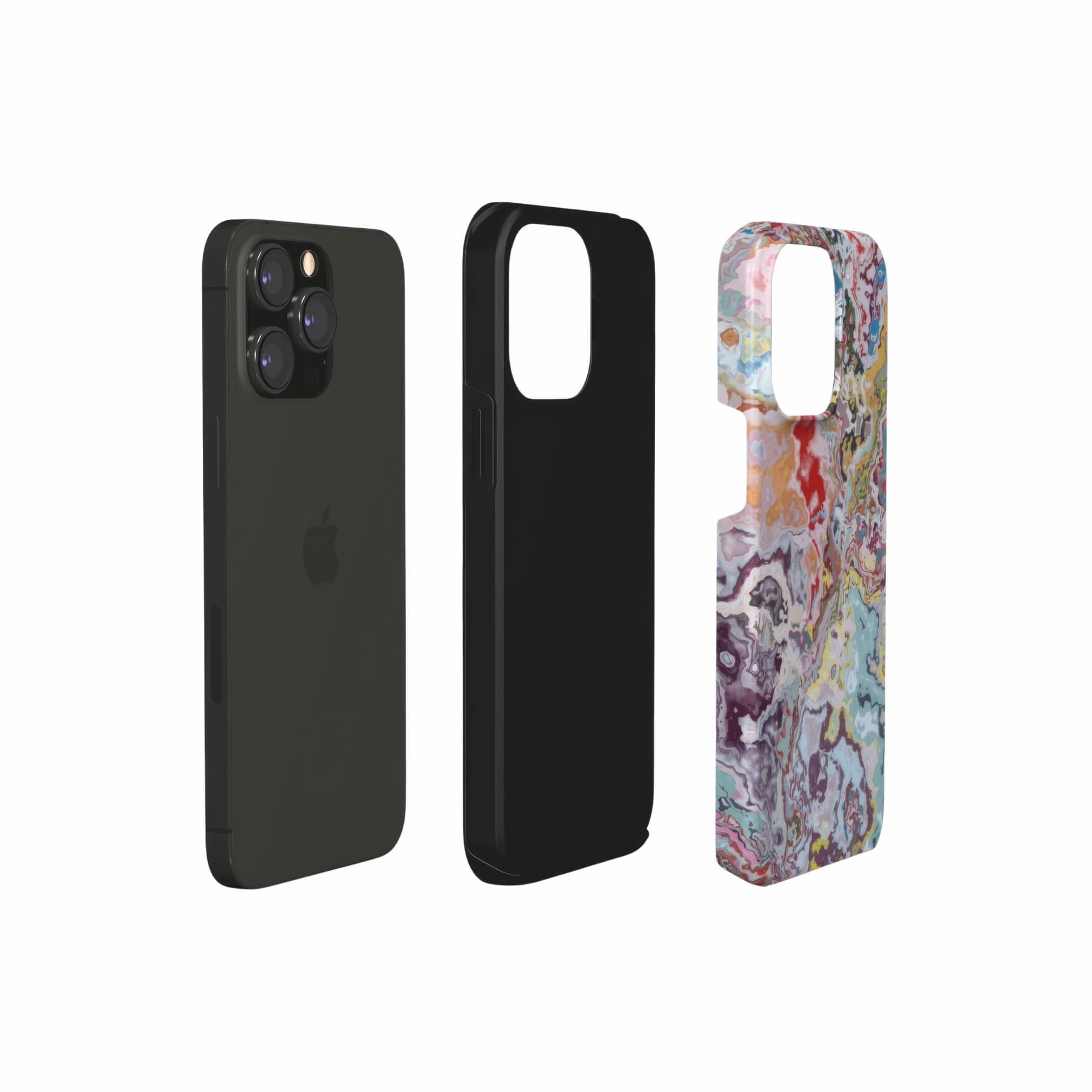 Tough phone case extend view; Bold Sprinkles 2 pattern, artistic, abstract marble pattern. Mix color combination.