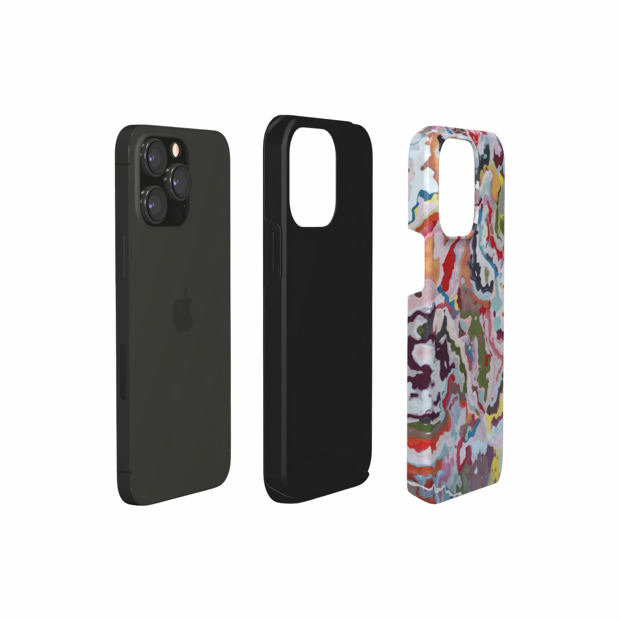 Tough phone case extend view; Bold Sprinkles pattern, artistic, abstract marble pattern. Mix color combination.