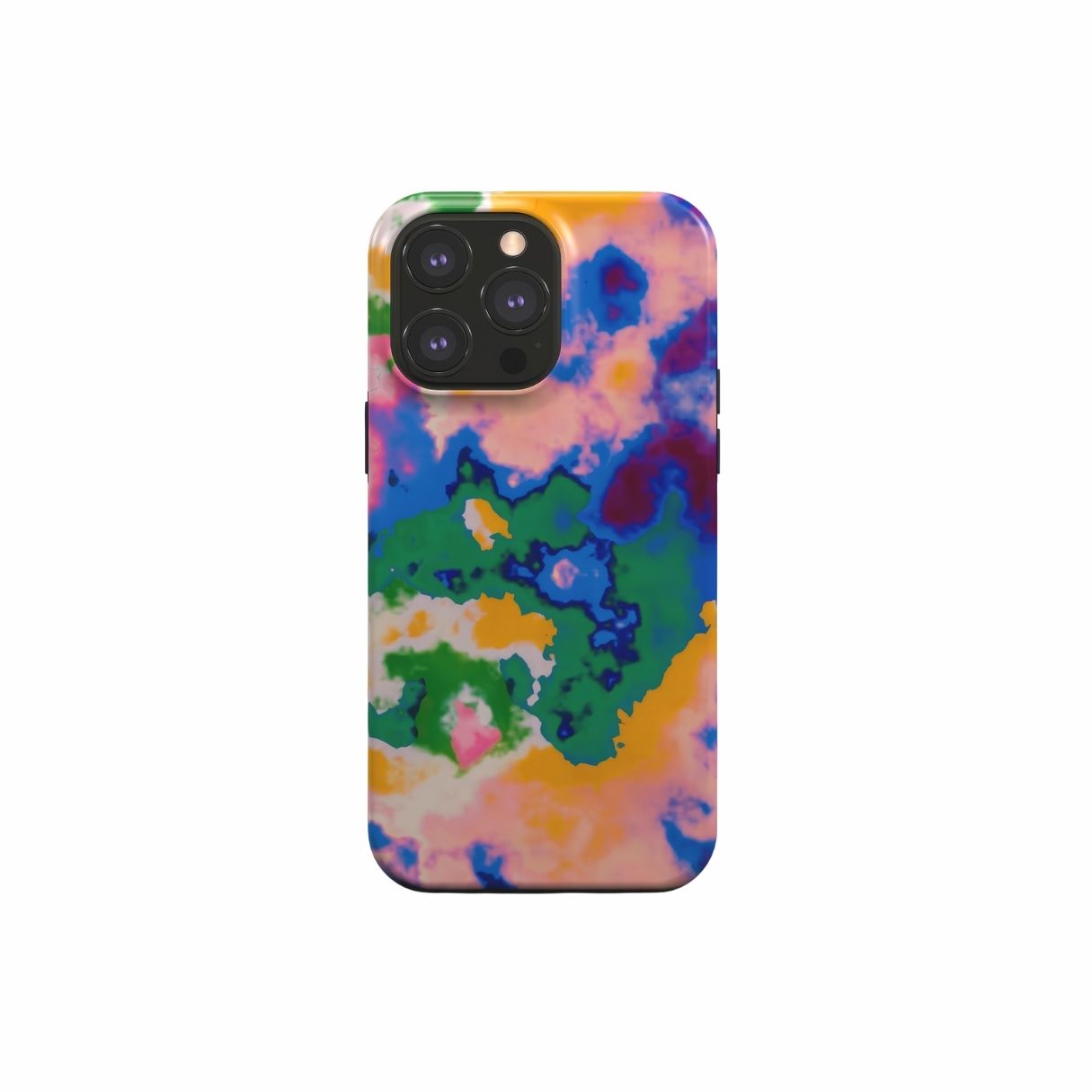 Tough phone case front view; Brazil pattern, artistic, abstract marble pattern. Green and beige color combination. Bold expressive aesthetic design. Colorful and interior fit. Elegant.