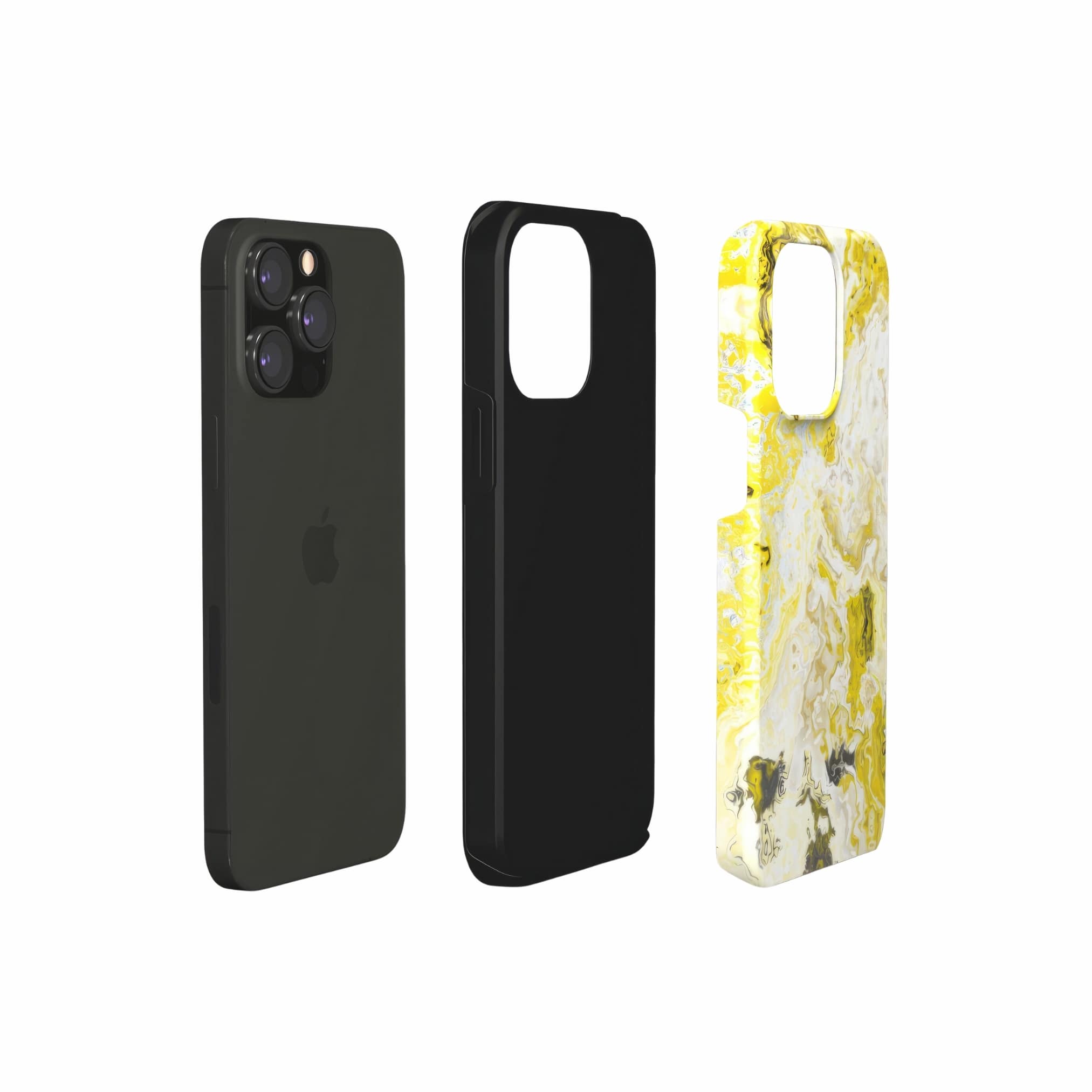 Tough phone case extend view; Citron pattern, artistic, abstract marble pattern. Yellow and white color combination.