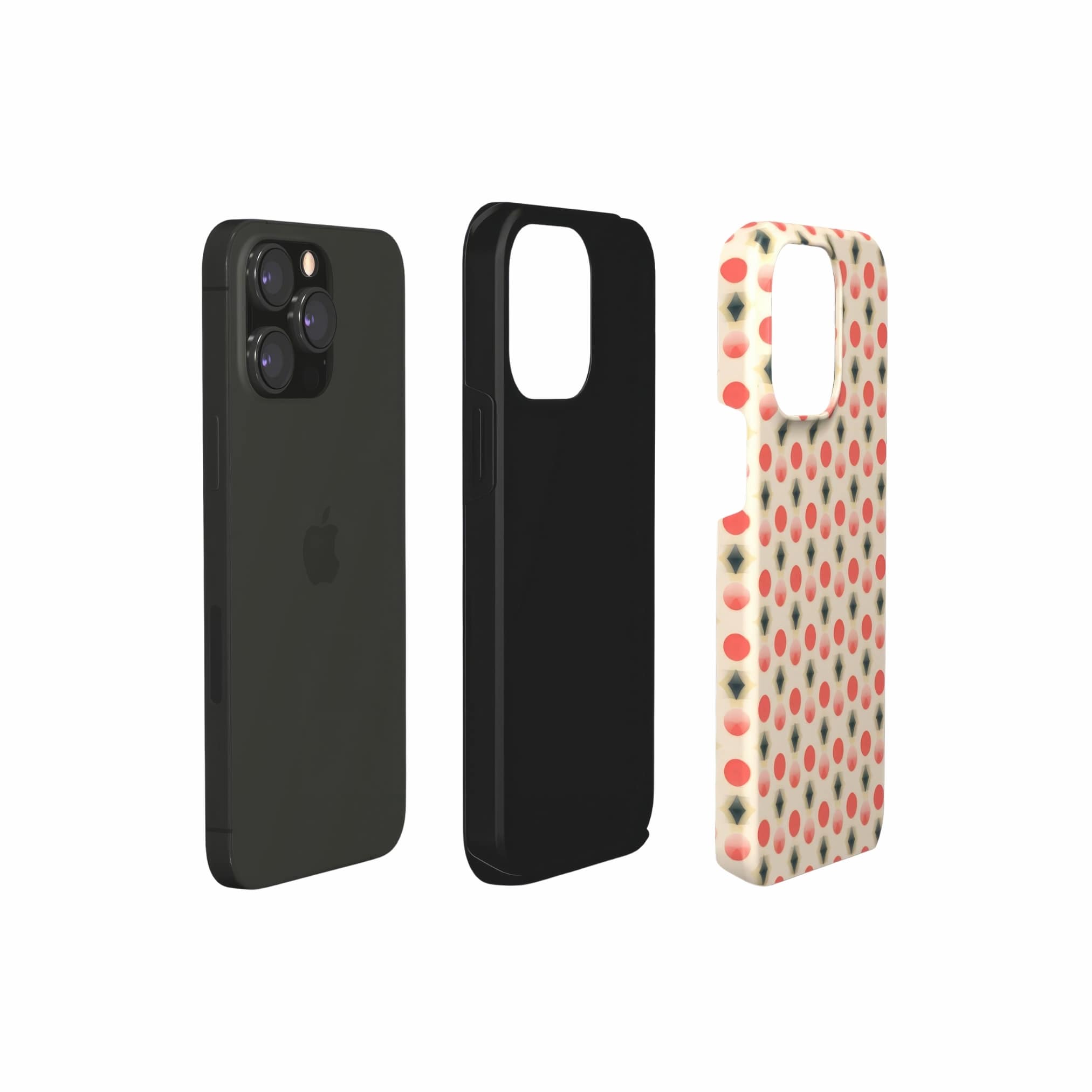 Tough phone case extend view; clown add 2 pattern, artistic, ornamental kaleidoscope pattern. Red and beige color combination.