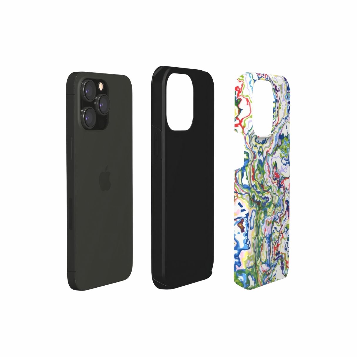 Tough phone case extend view; Inside My Brain pattern, artistic, abstract marble pattern. Mix color combination. Bold expressive aesthetic design. Colorful and interior fit. Elegant.
