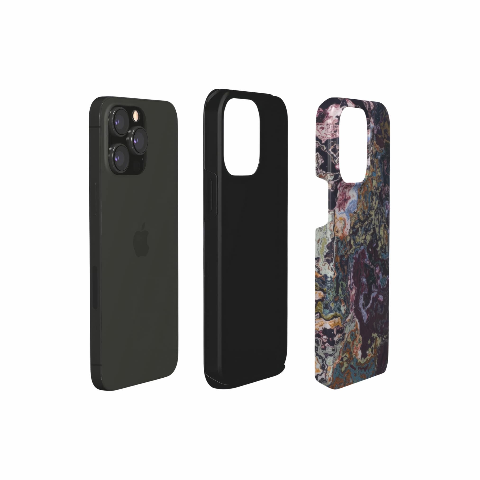 Tough phone case extend view; Molten Berries 2 pattern, artistic, abstract marble pattern. Deep. purple color.