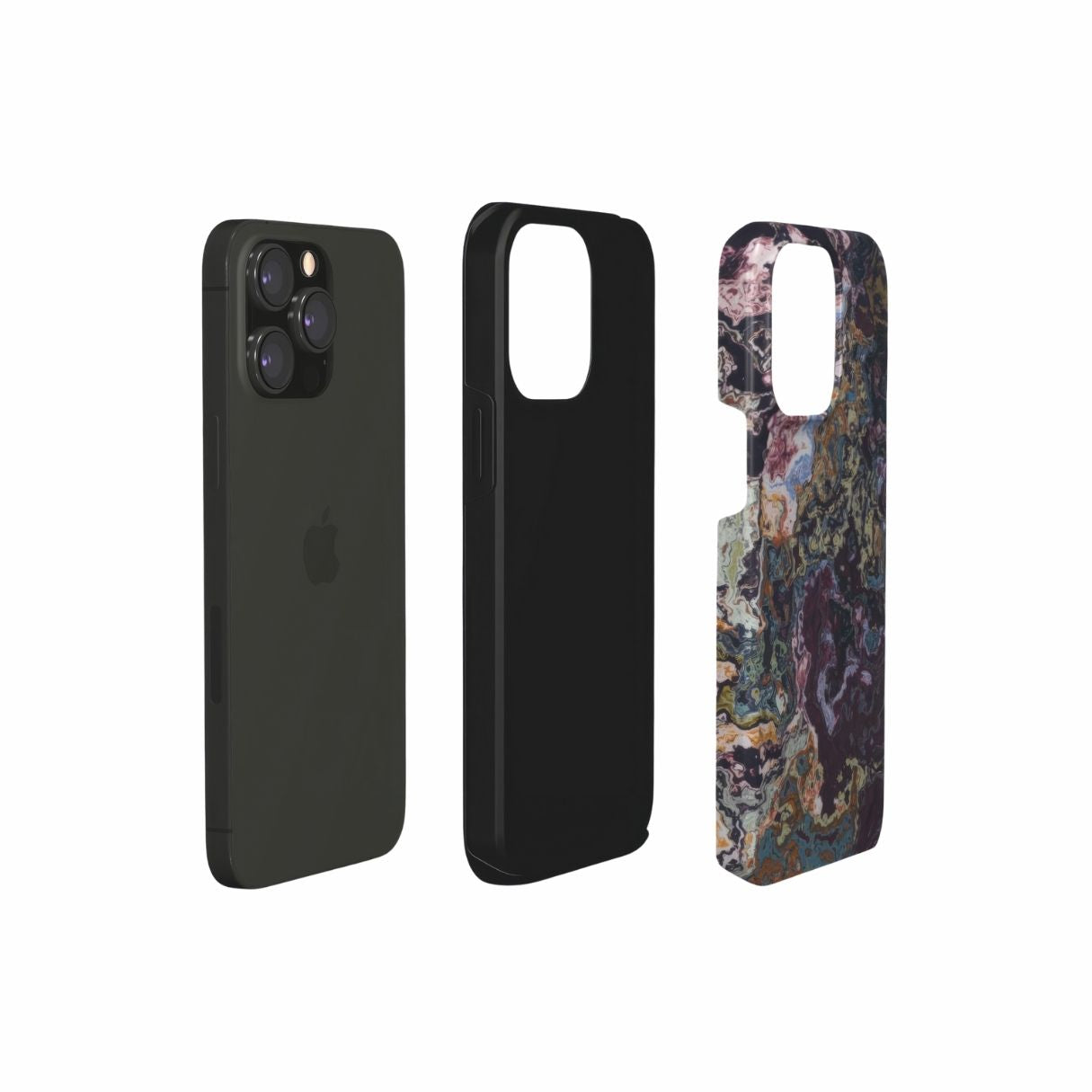Tough phone case extend view; Molten Berries Mix pattern, artistic, abstract marble pattern. Deep. purple color. Bold expressive aesthetic design. Colorful and interior fit. Elegant.