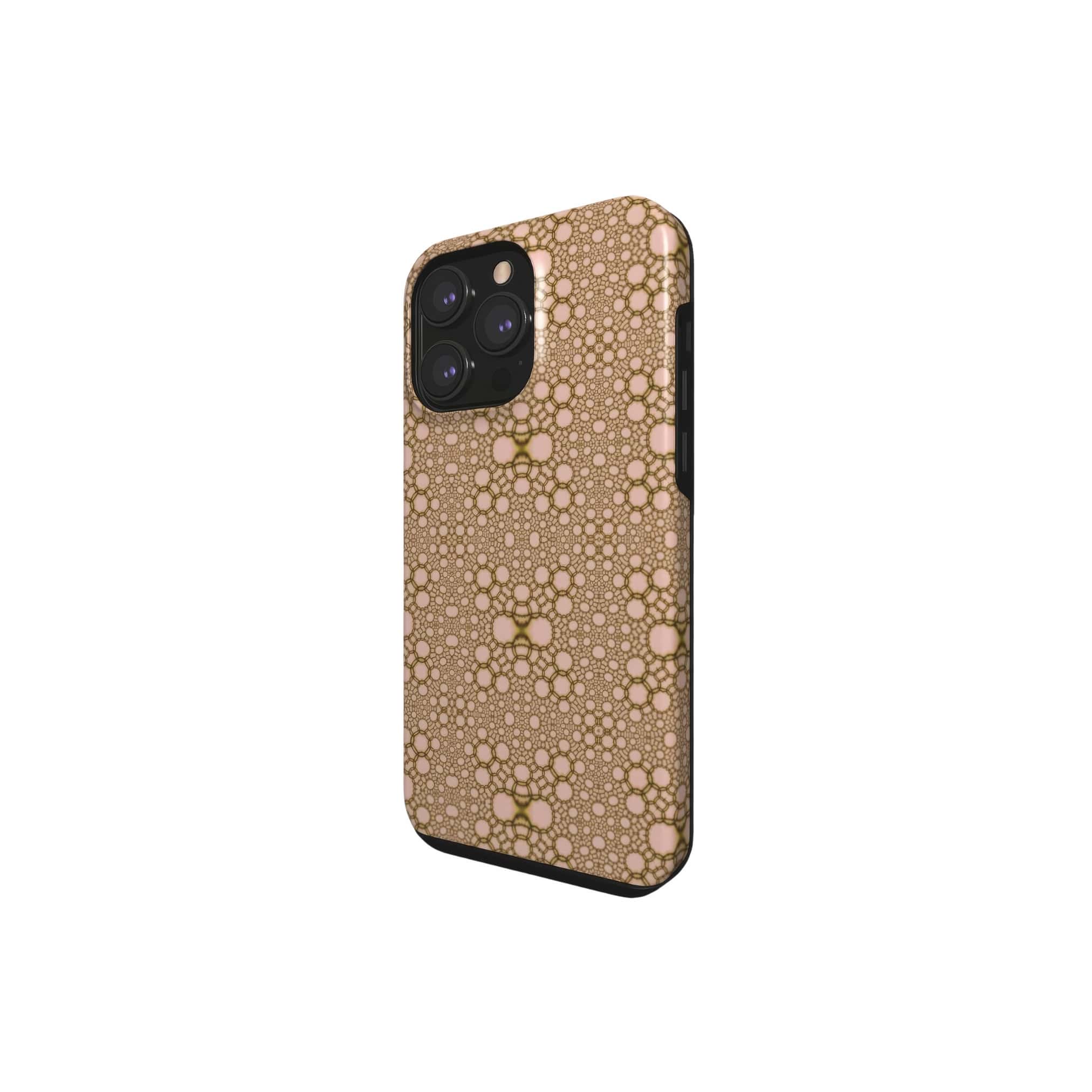 Tough phone case side view; sweet bubbles pattern, ornamental pattern; kaleidoscope pattern imagination.