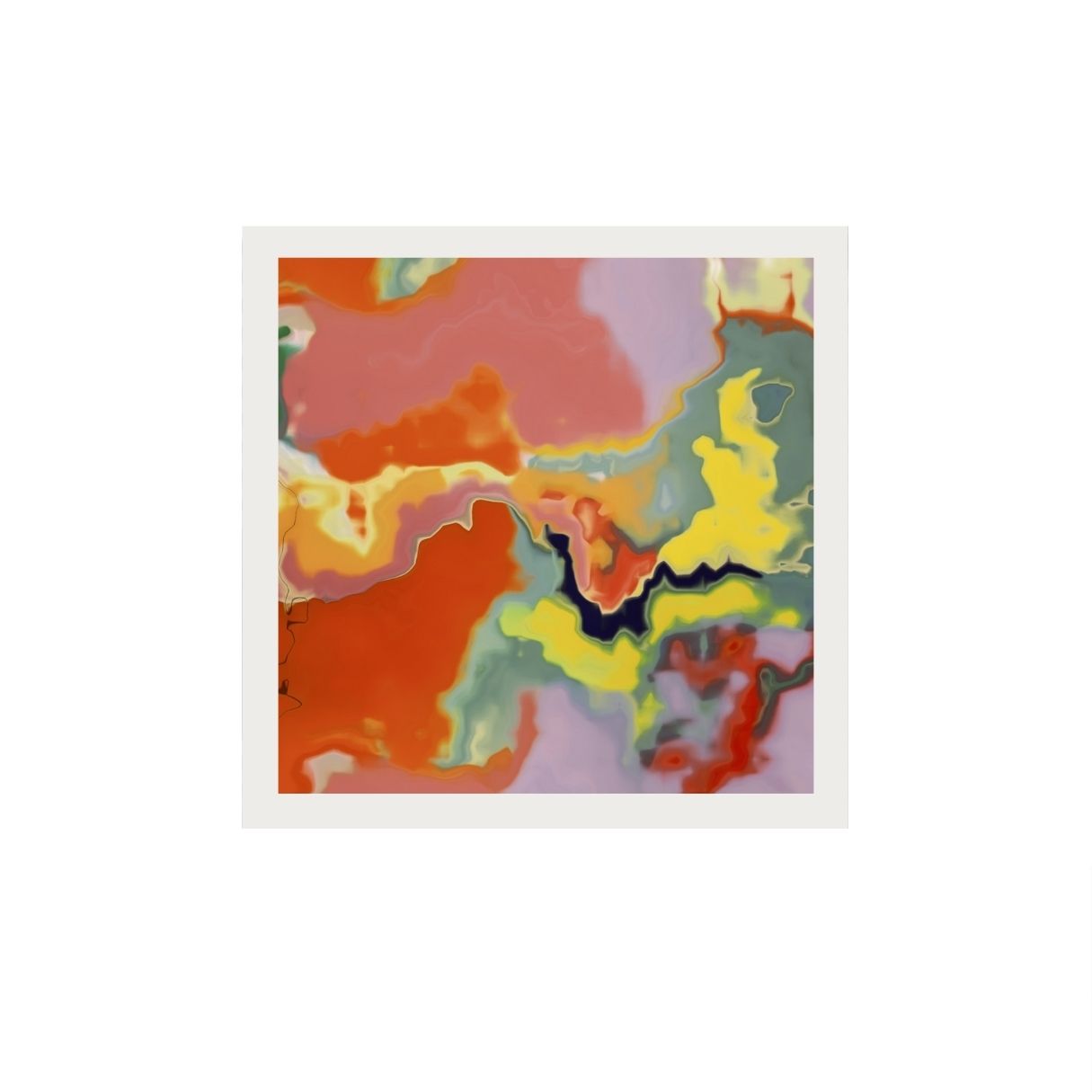 Abstract art print with vibrant colors on a white background