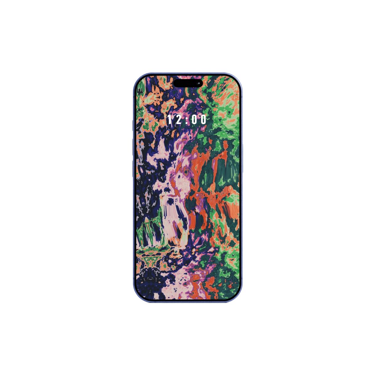 Phone with abstract multicolor pattern wallpaper on a white background. Instant download.