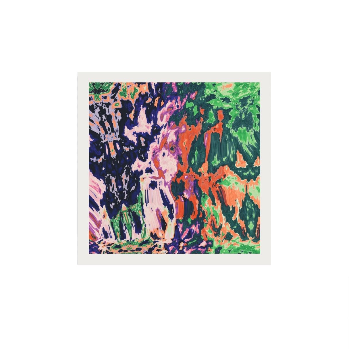 Colorful abstract artwork print with a white border on a white background.