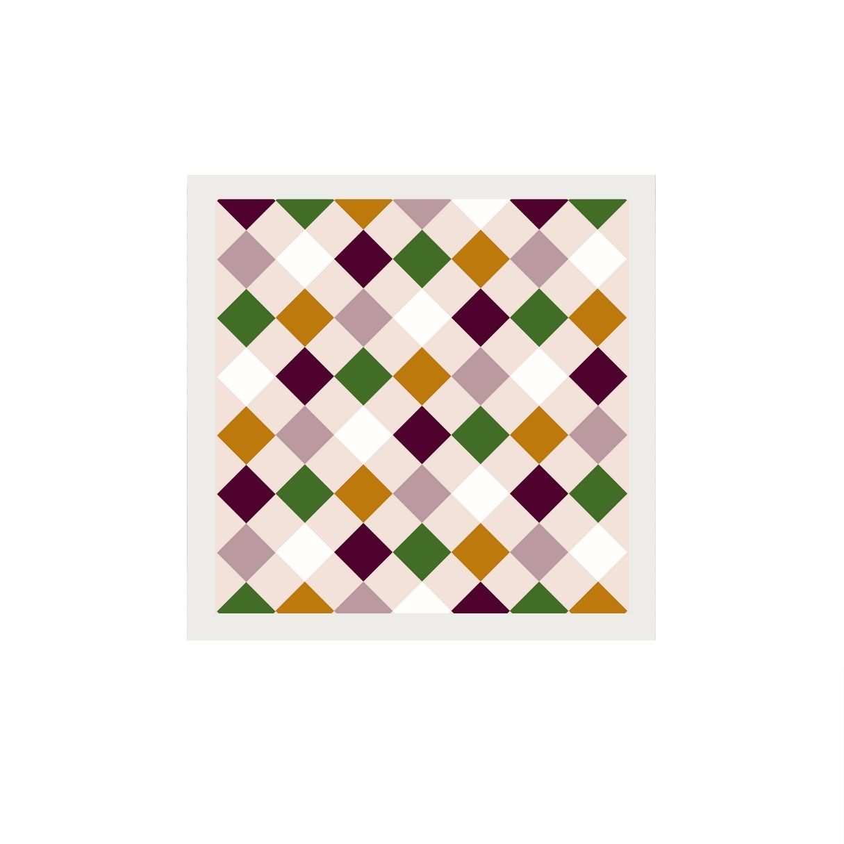 Colorful diamond pattern on a white background.