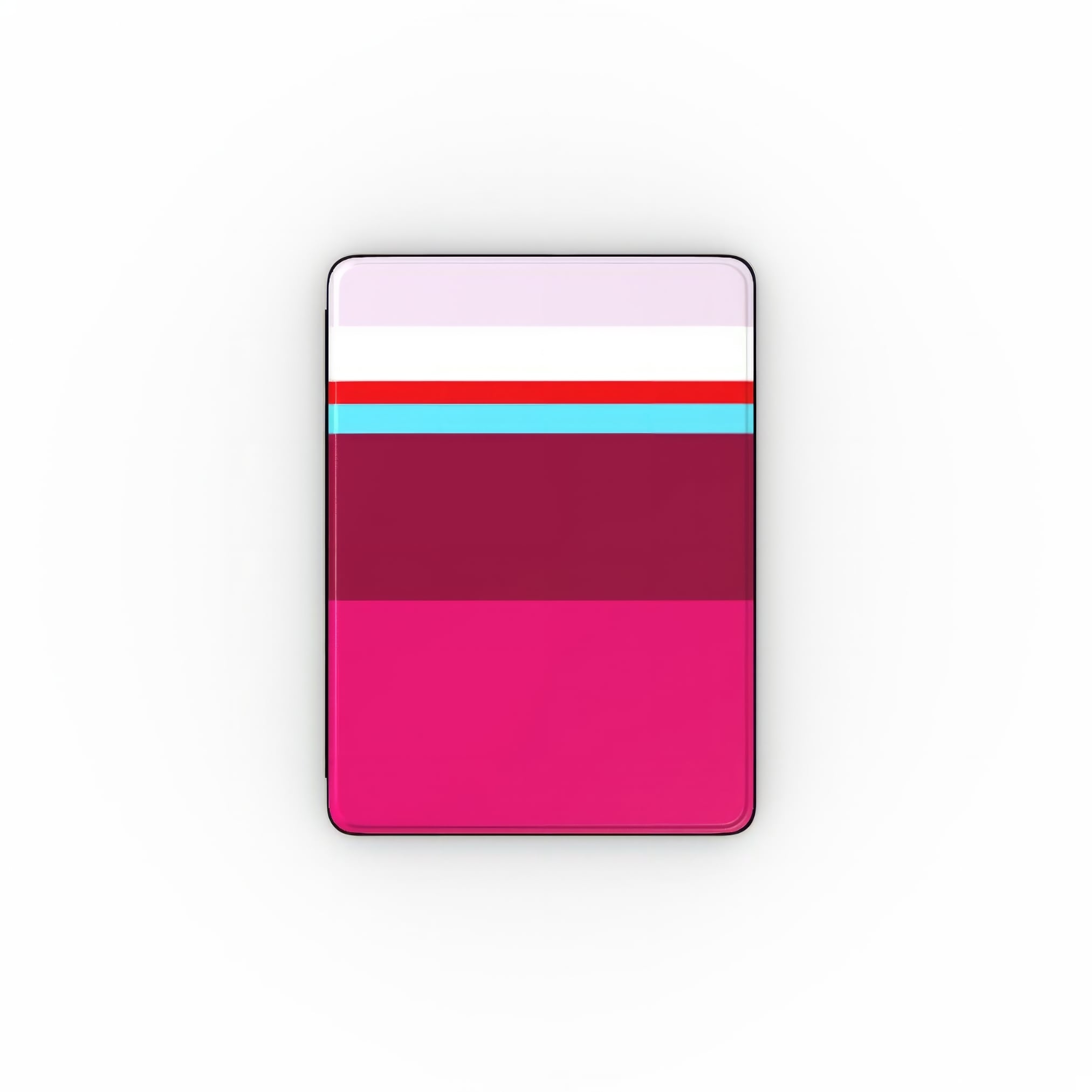 iPad case Color Blocks 2 pattern design with a color blocks, featuring an elegant and expressive aesthetic design. Main colors are lilac, red, passion pink and fuchsia. Front view.