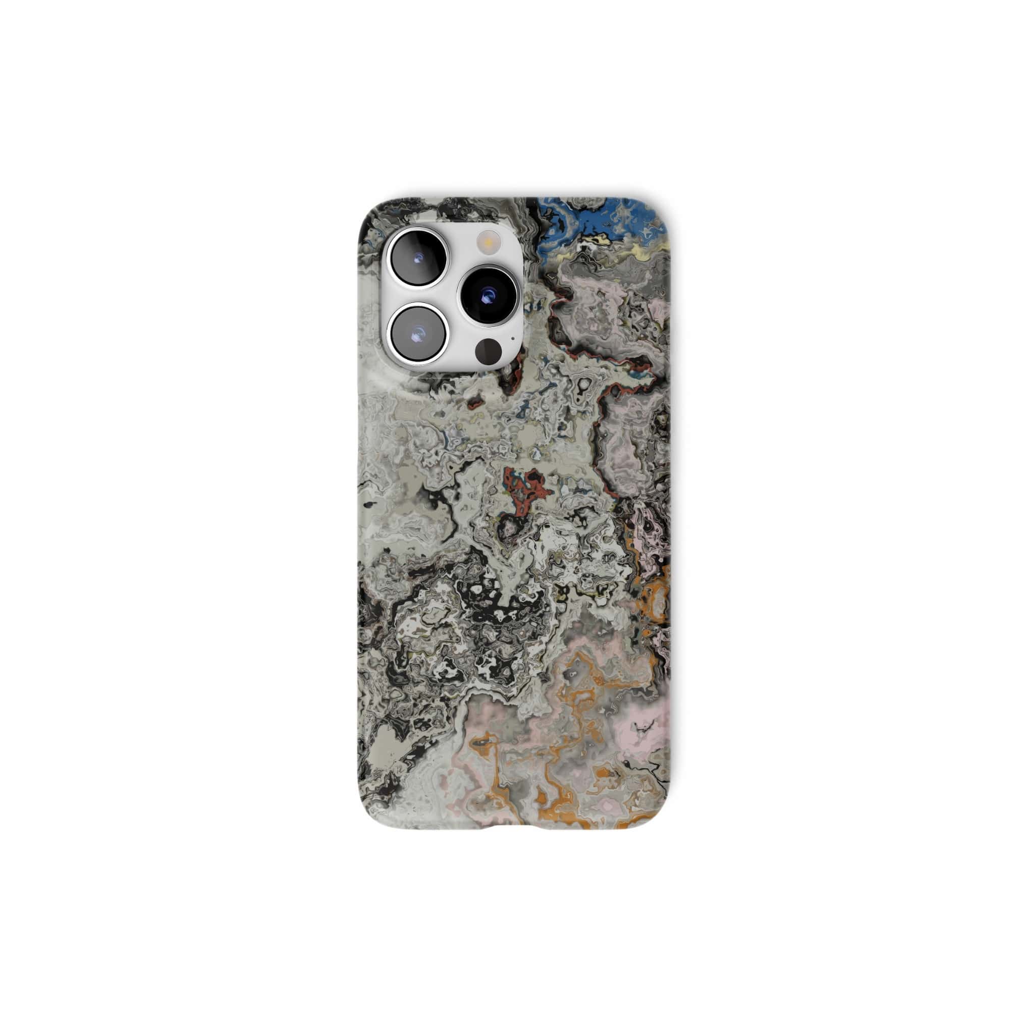 Snap phone case front view; full moon pattern, marble pattern; moon surface imagination.