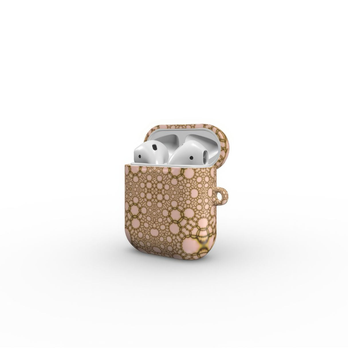 AirPods 1 and 2 case side open view; Sweet Bubbles pattern, ornamental pattern; kaleidoscope pattern imagination.